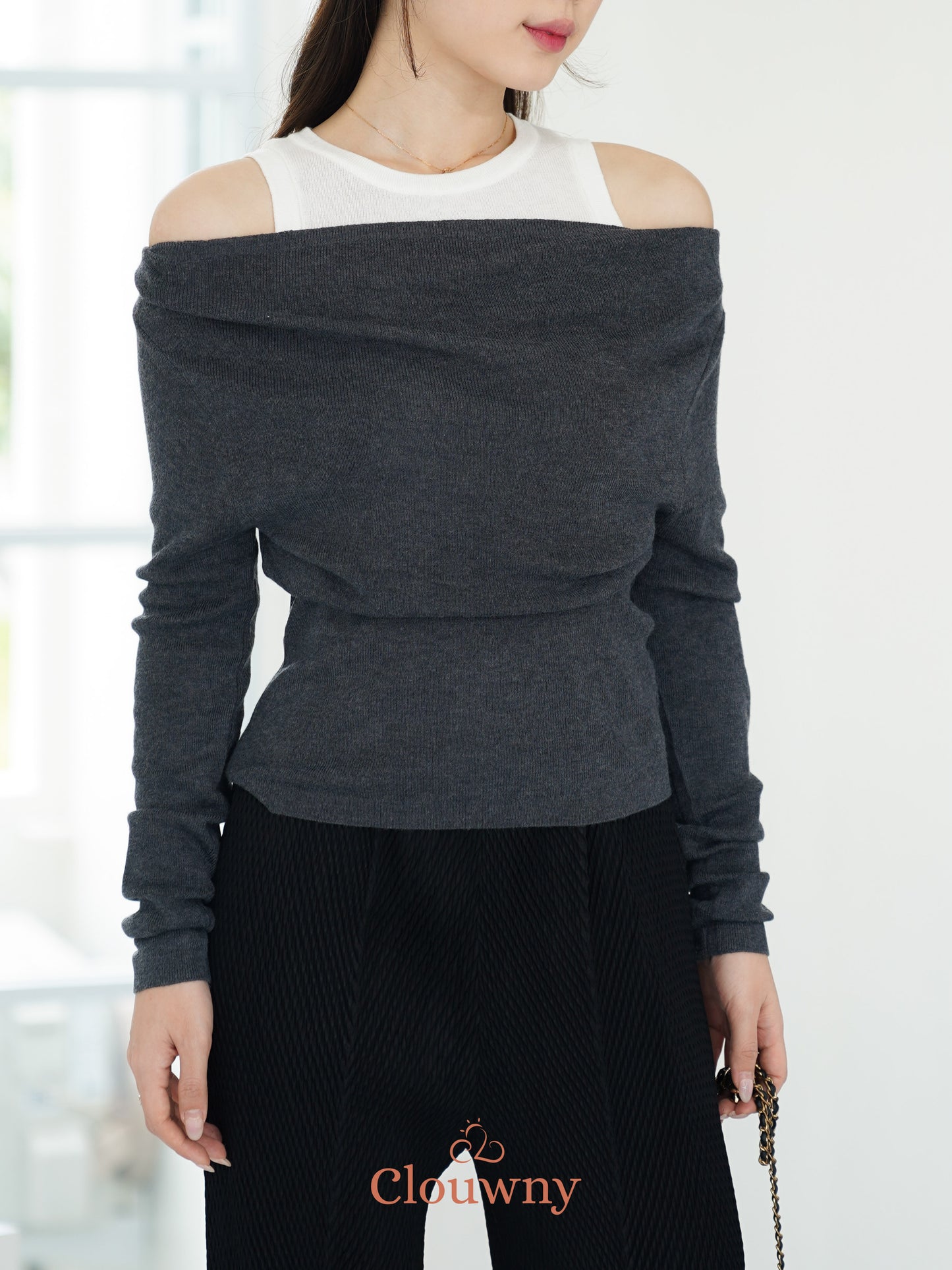 Manor Sabrina Knit Top - Grey
