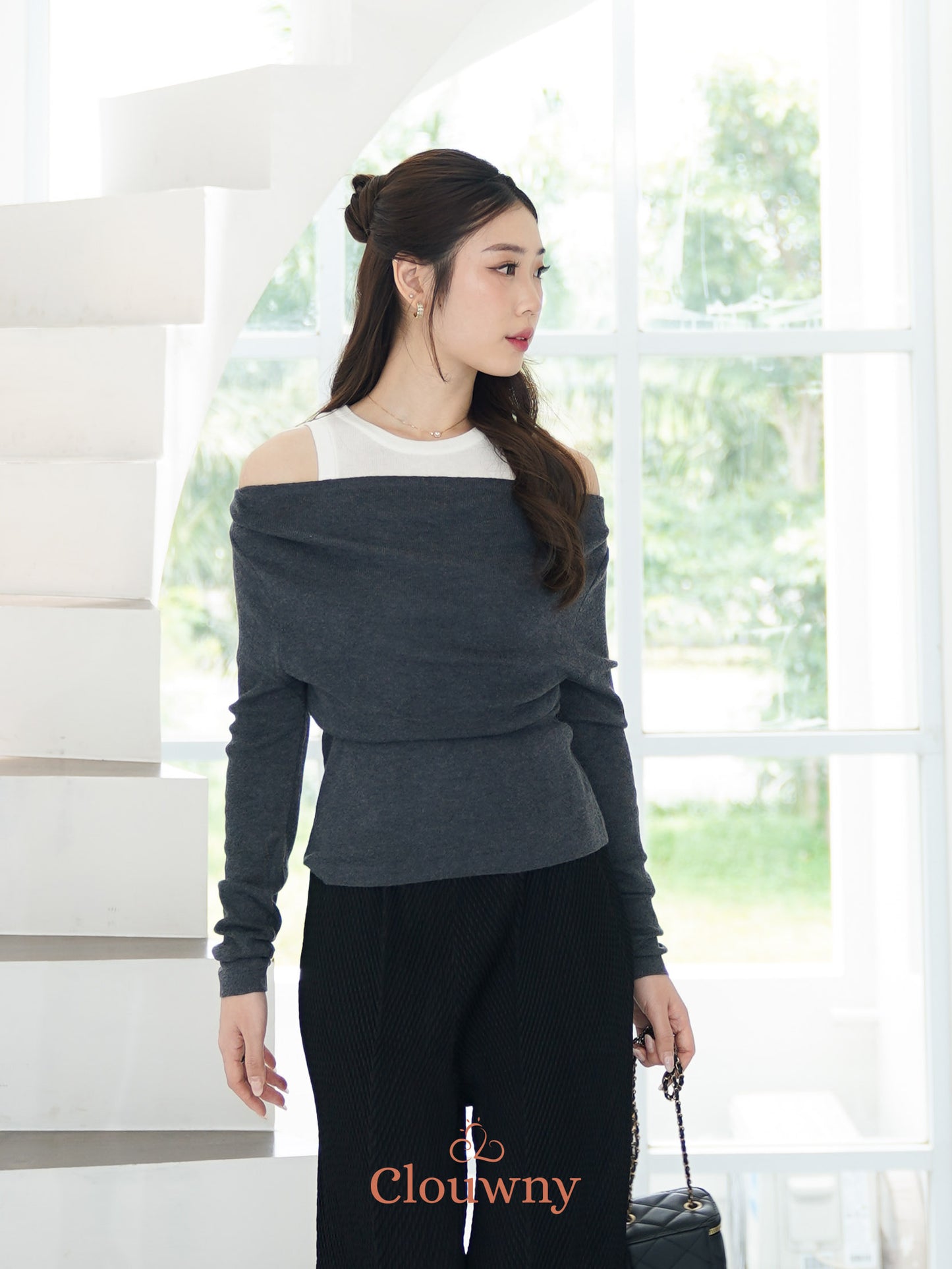 Manor Sabrina Knit Top - Grey