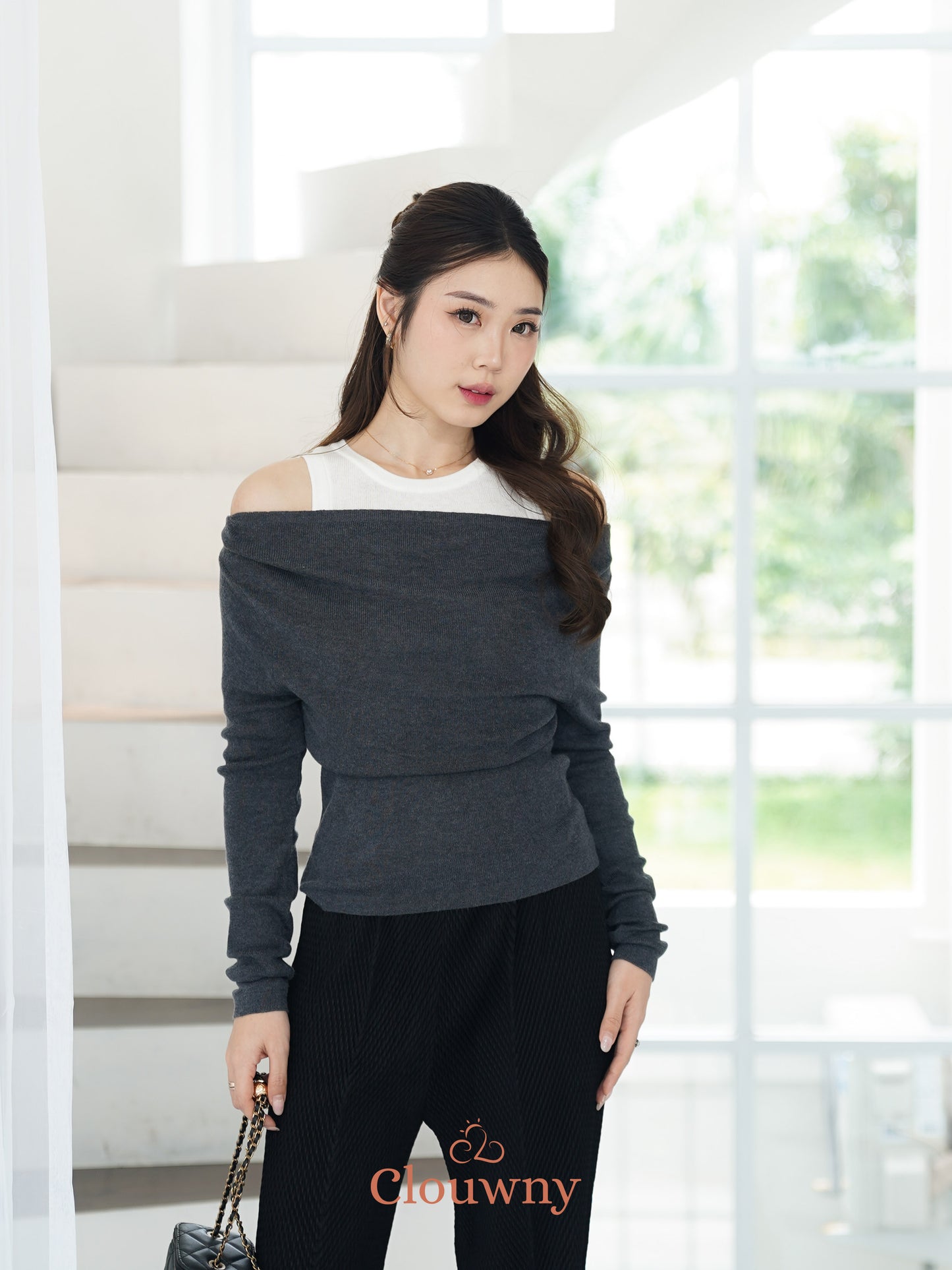 Manor Sabrina Knit Top - Grey