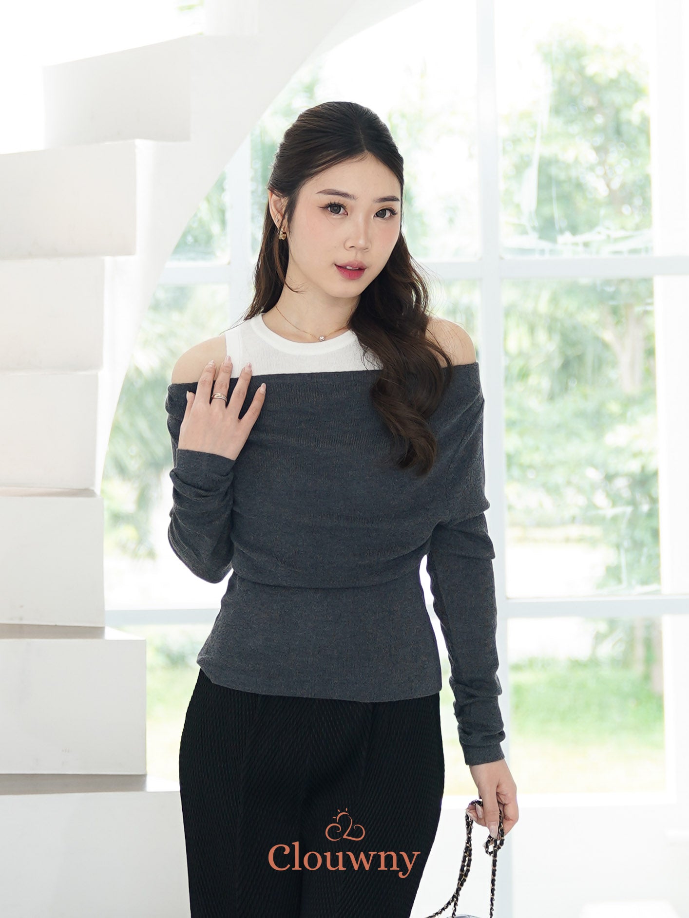 Manor Sabrina Knit Top - Grey