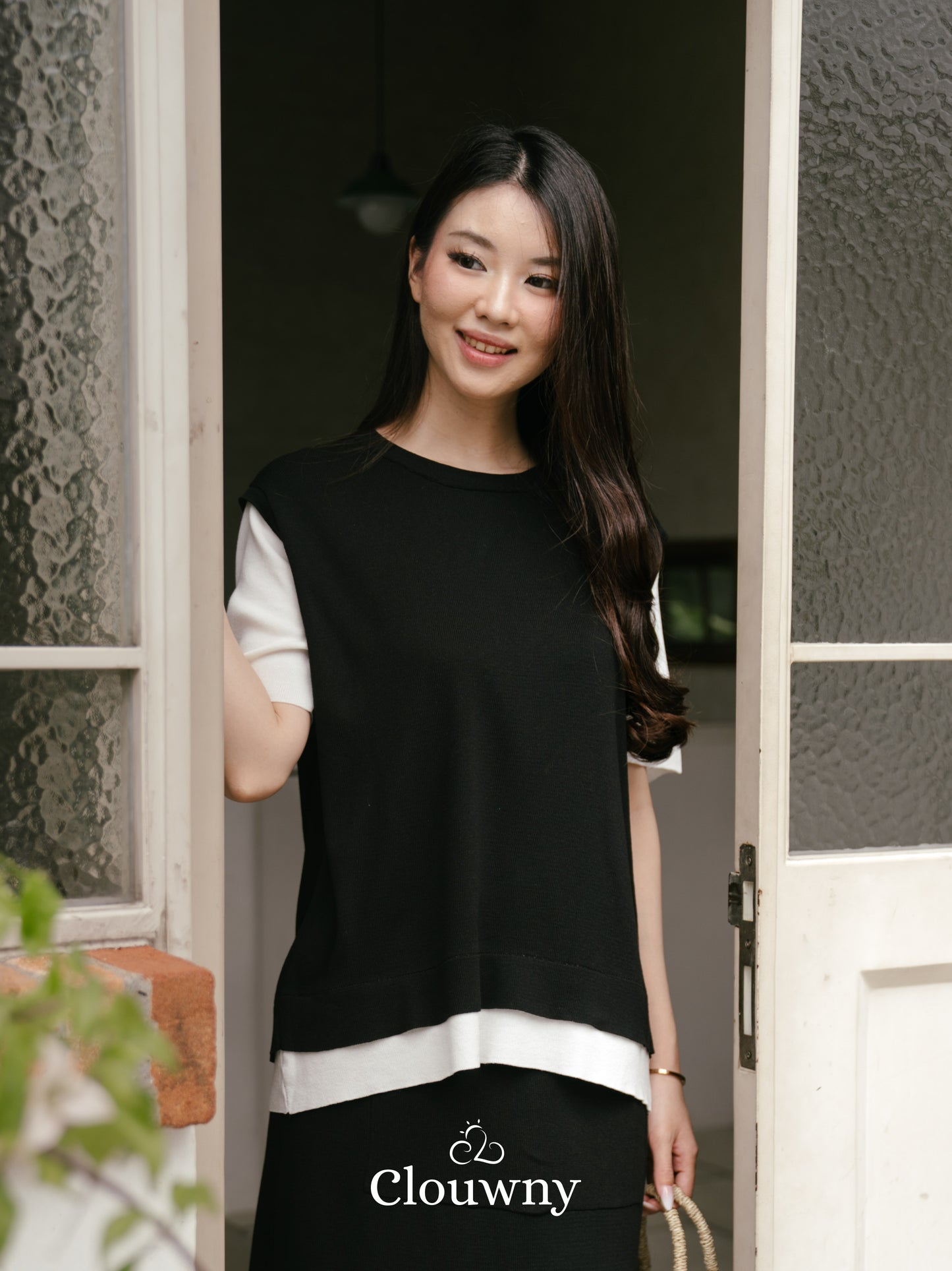 Virna Combi Knit Set - Black