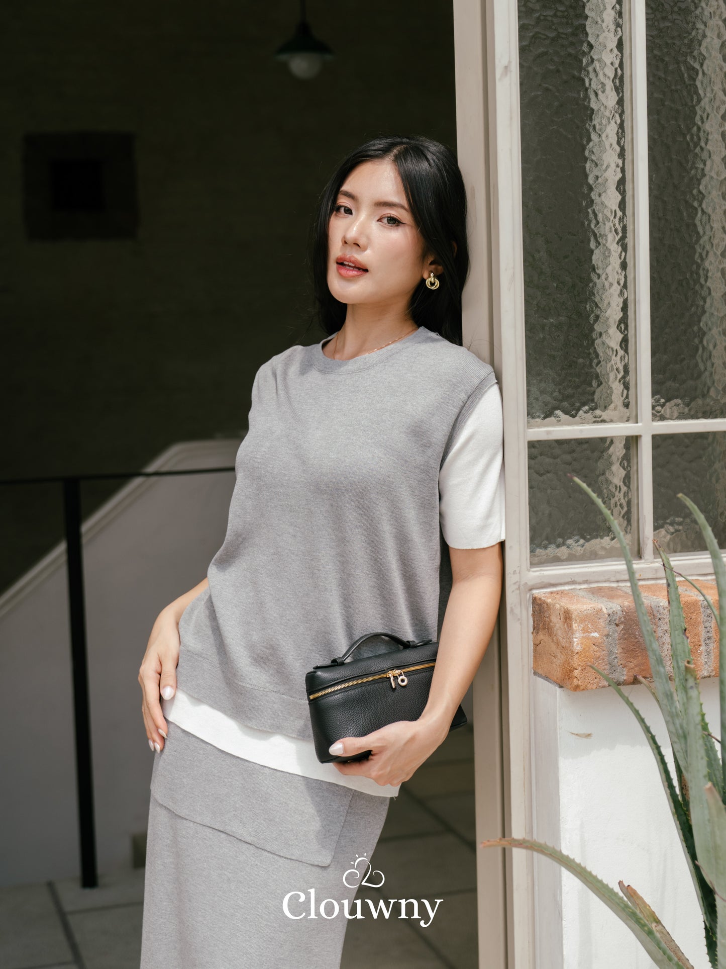 Virna Combi Knit Set - Grey