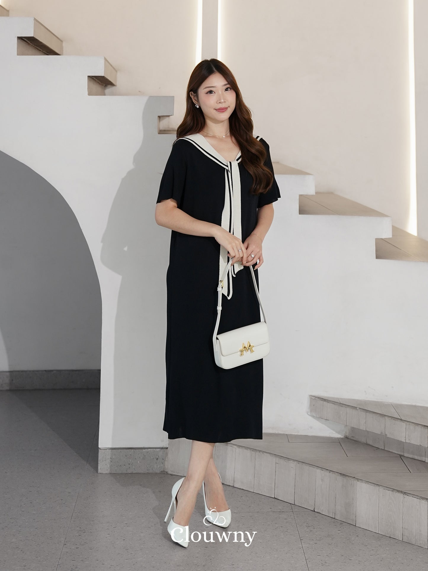 Haru Scarf Knit Dress - Black