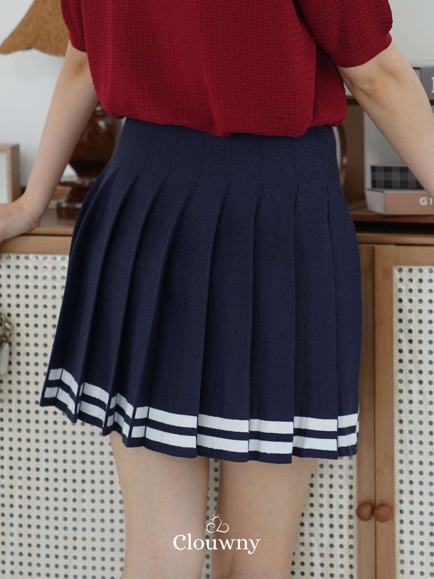 Stripes Tennis Skirt - Navy