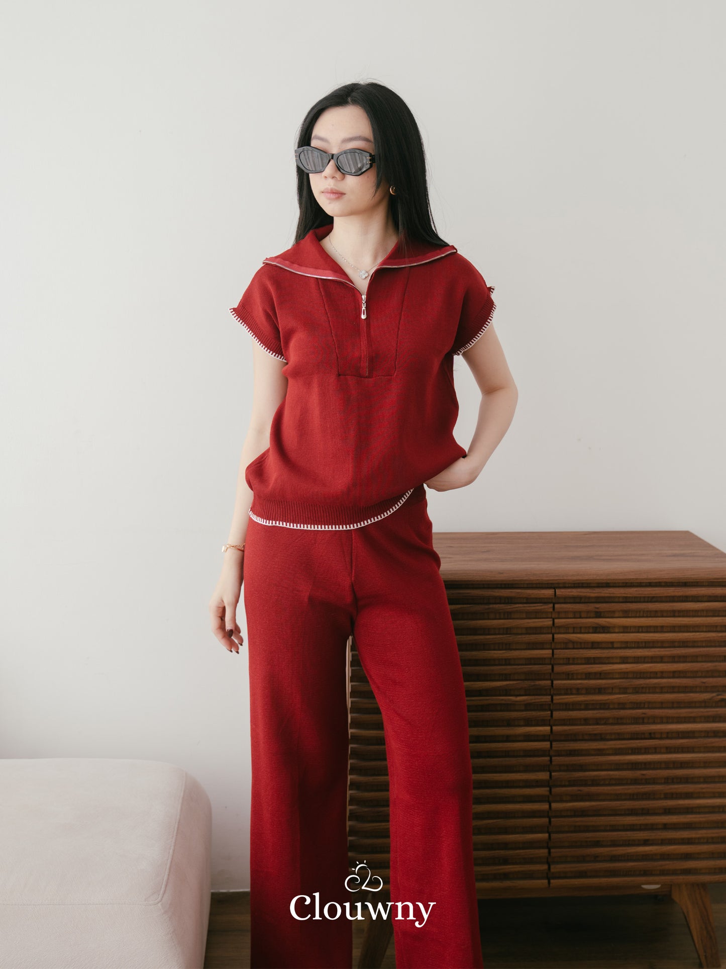 Nigel Knit Set - Maroon