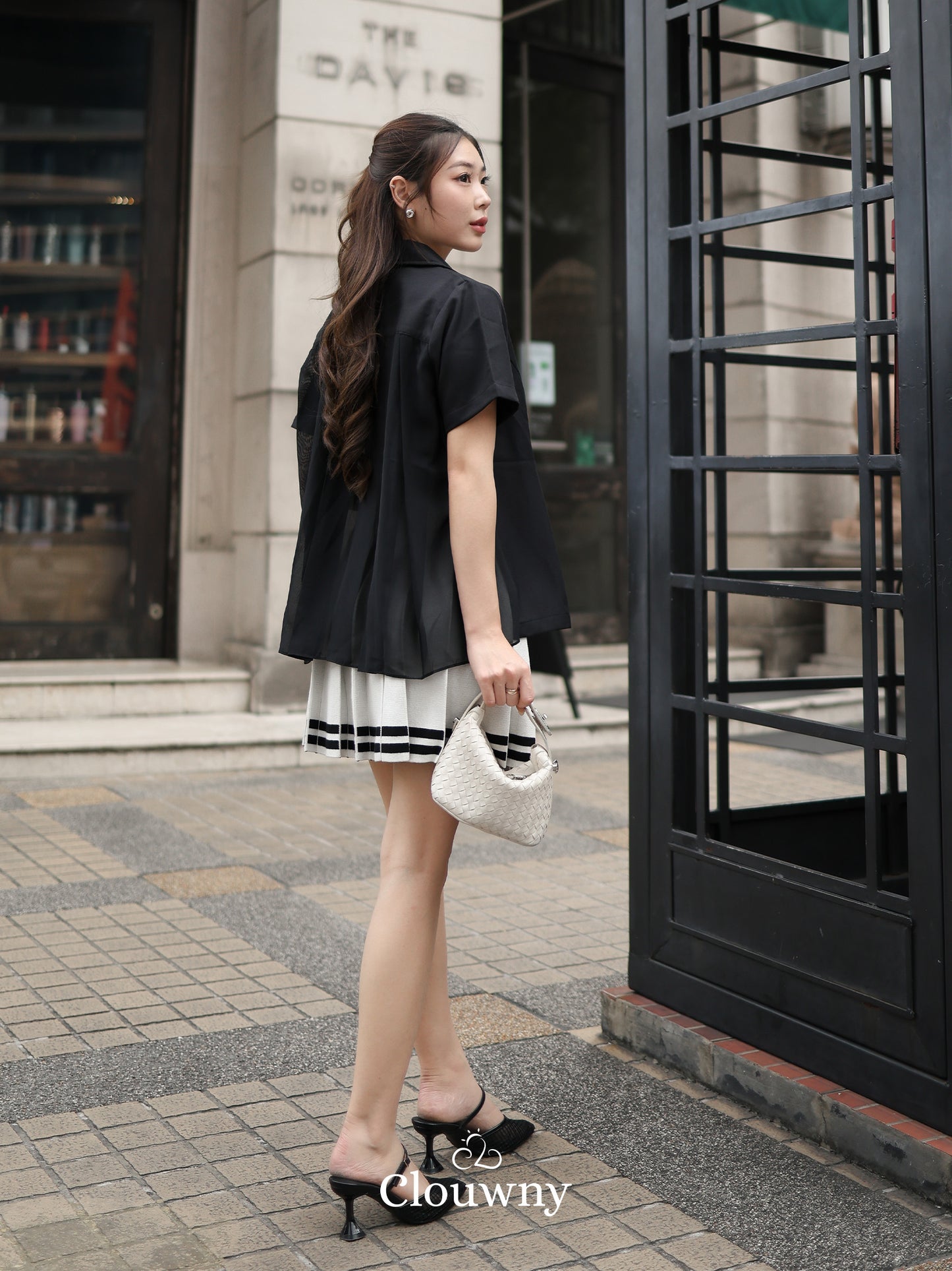 Alverina Button Semi Blazer - Black