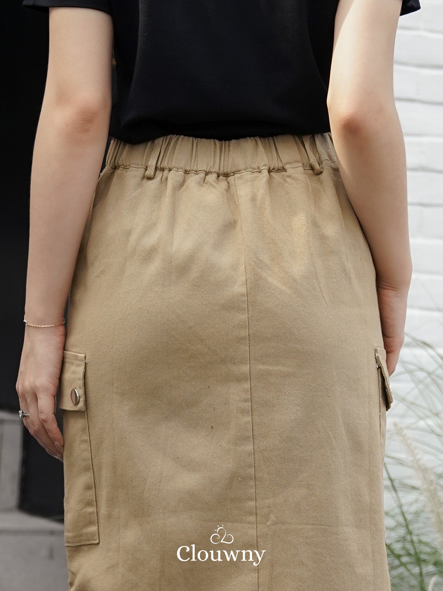 Dex Cargo Denim Skirt - Khaki