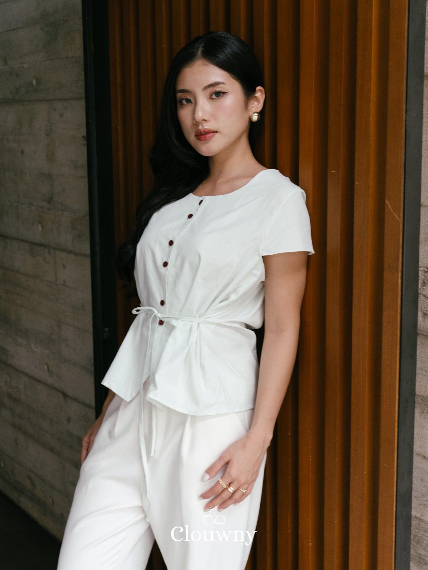 Abey Button Blouse - Blue
