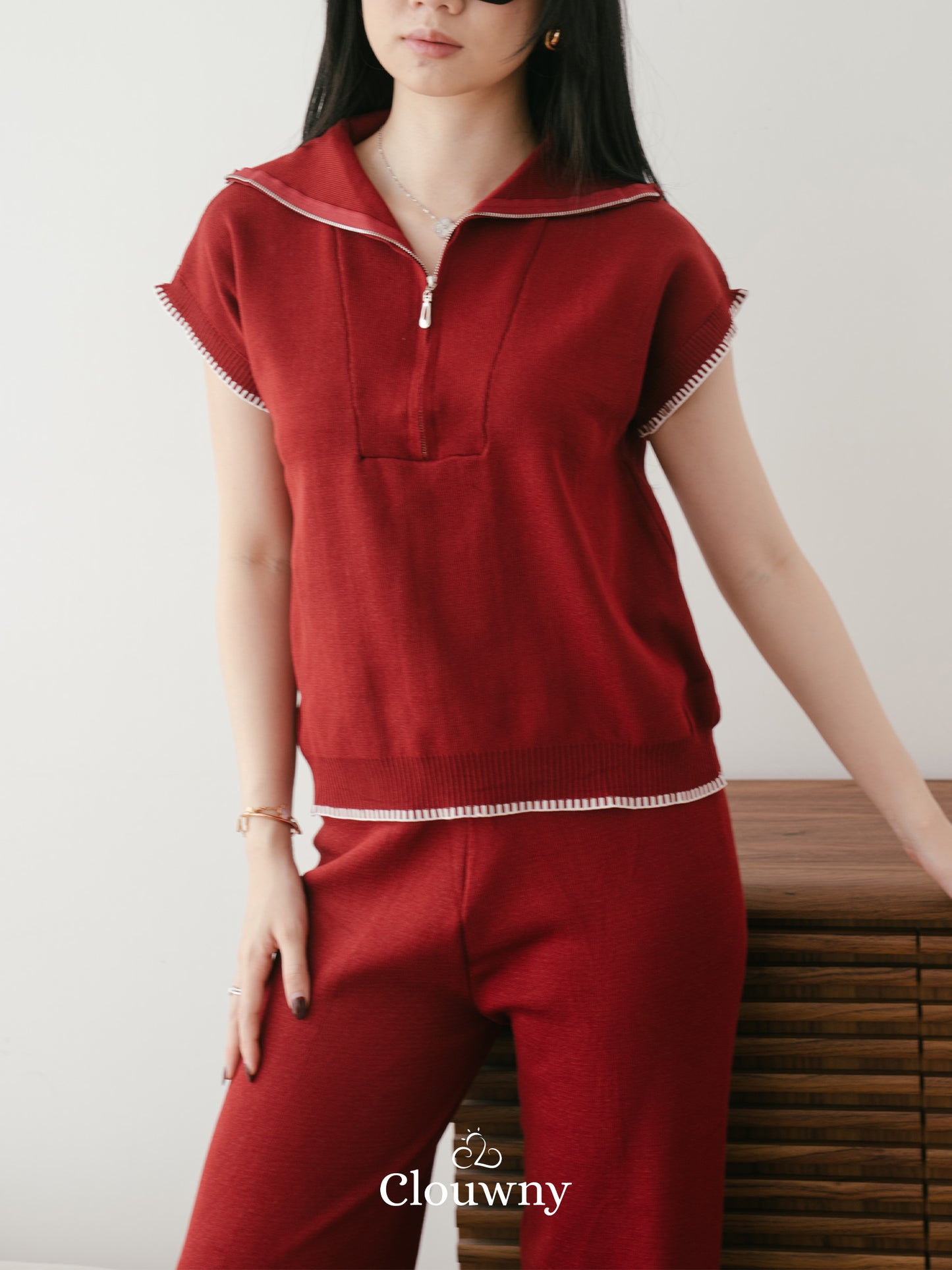 Nigel Knit Set - Maroon