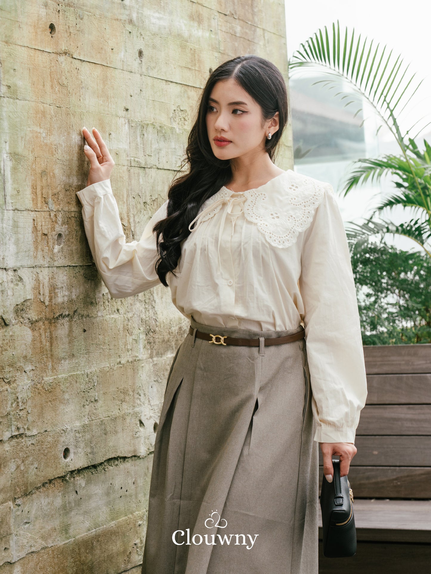 Patsy Lace Button Blouse - Cream