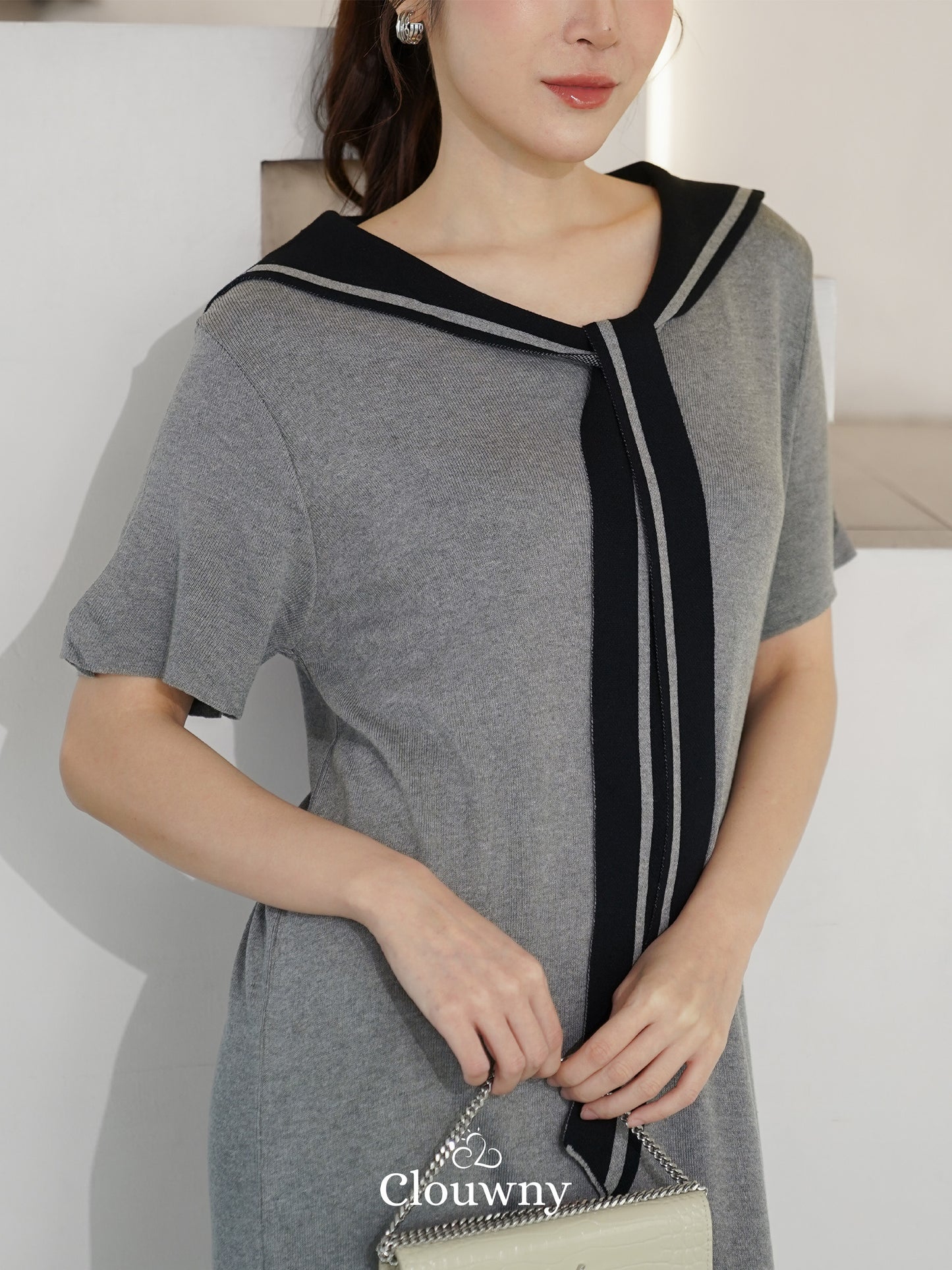Haru Scarf Knit Dress - Grey
