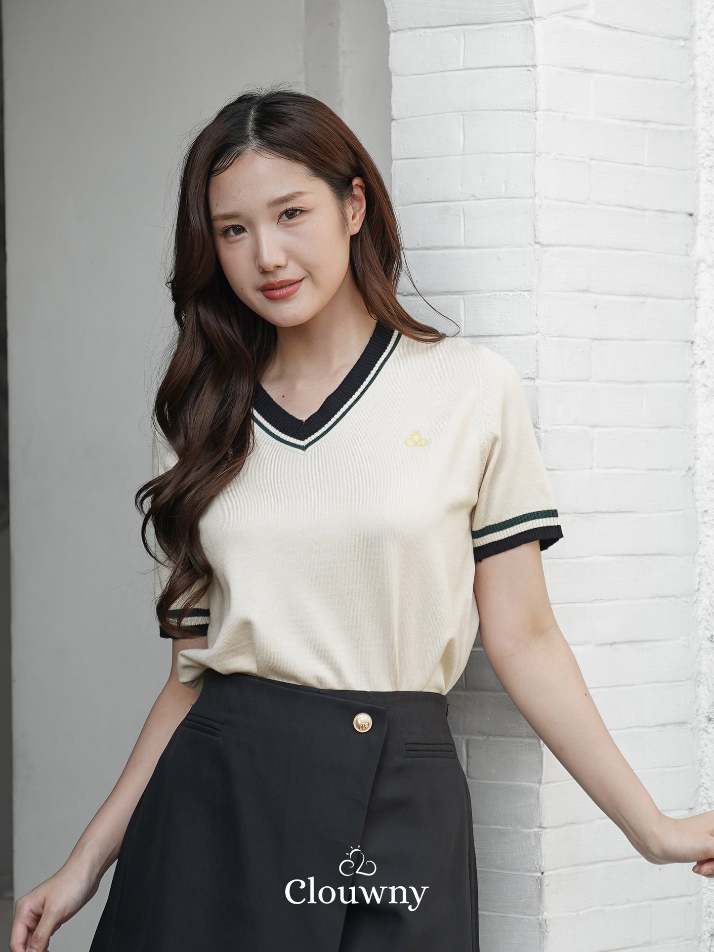 Mesi Vneck Knit Top - Cream