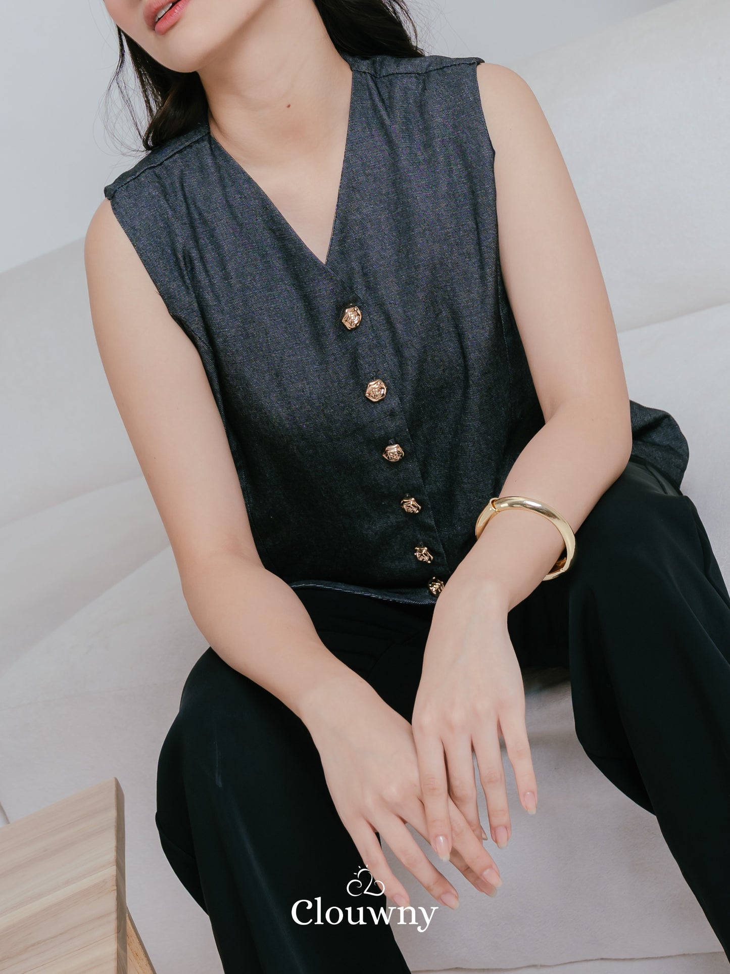 Yuta Button Vest - Grey