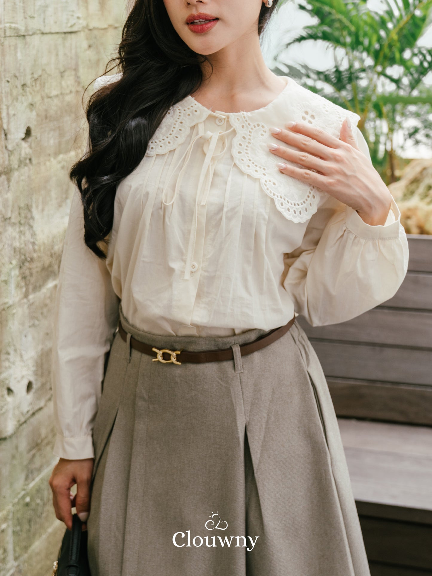 Patsy Lace Button Blouse - Cream