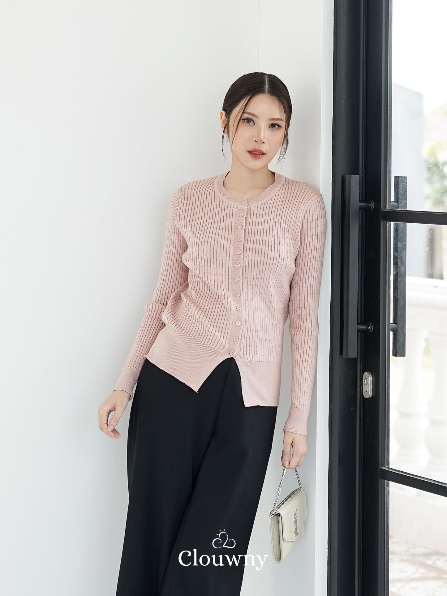 Nesa Button Knit Top - Dusty Pink