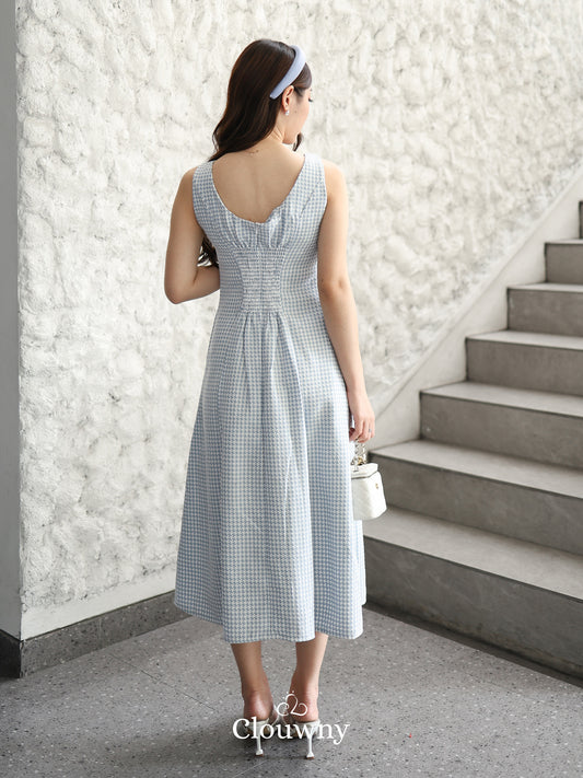 Callaia Houndstooth Dress - Blue