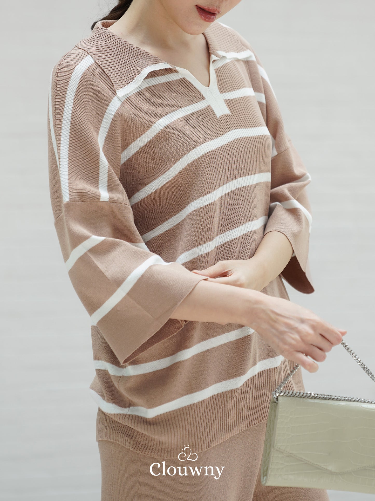 Natasya Stripes Set - Khaki