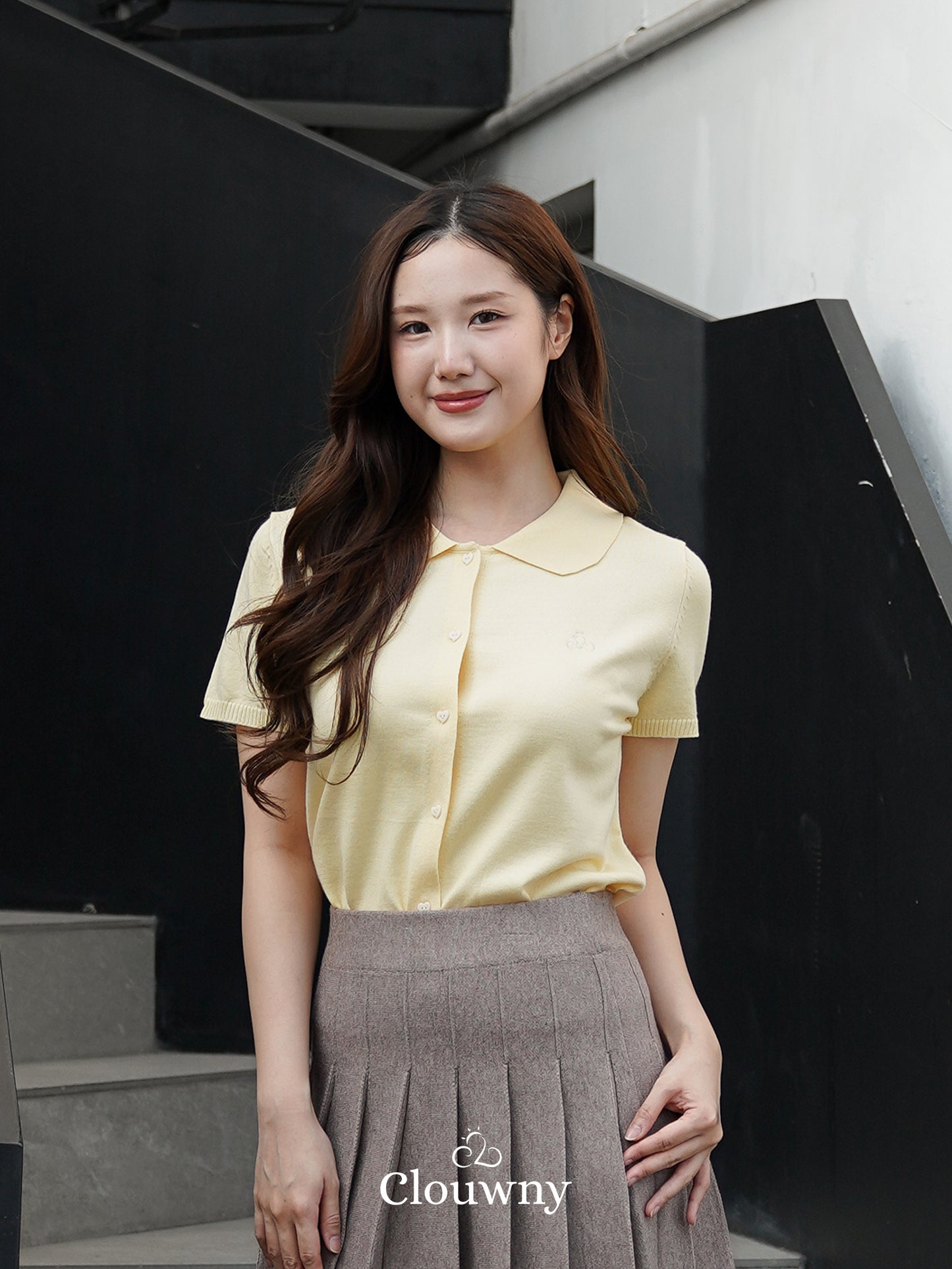 Noza Collar Knit Top - Yellow