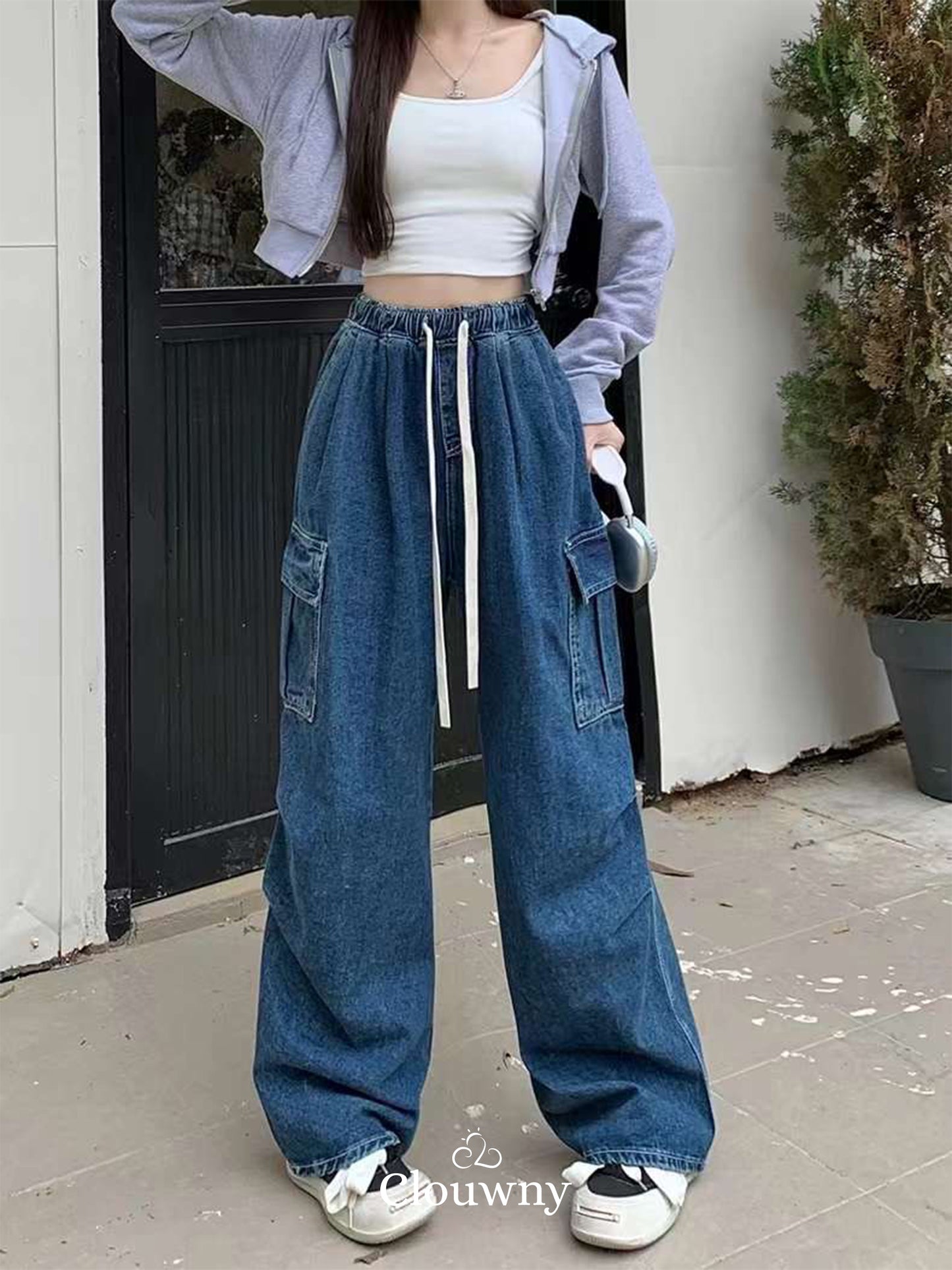 Joy Cargo Denim Pants - Dark Blue