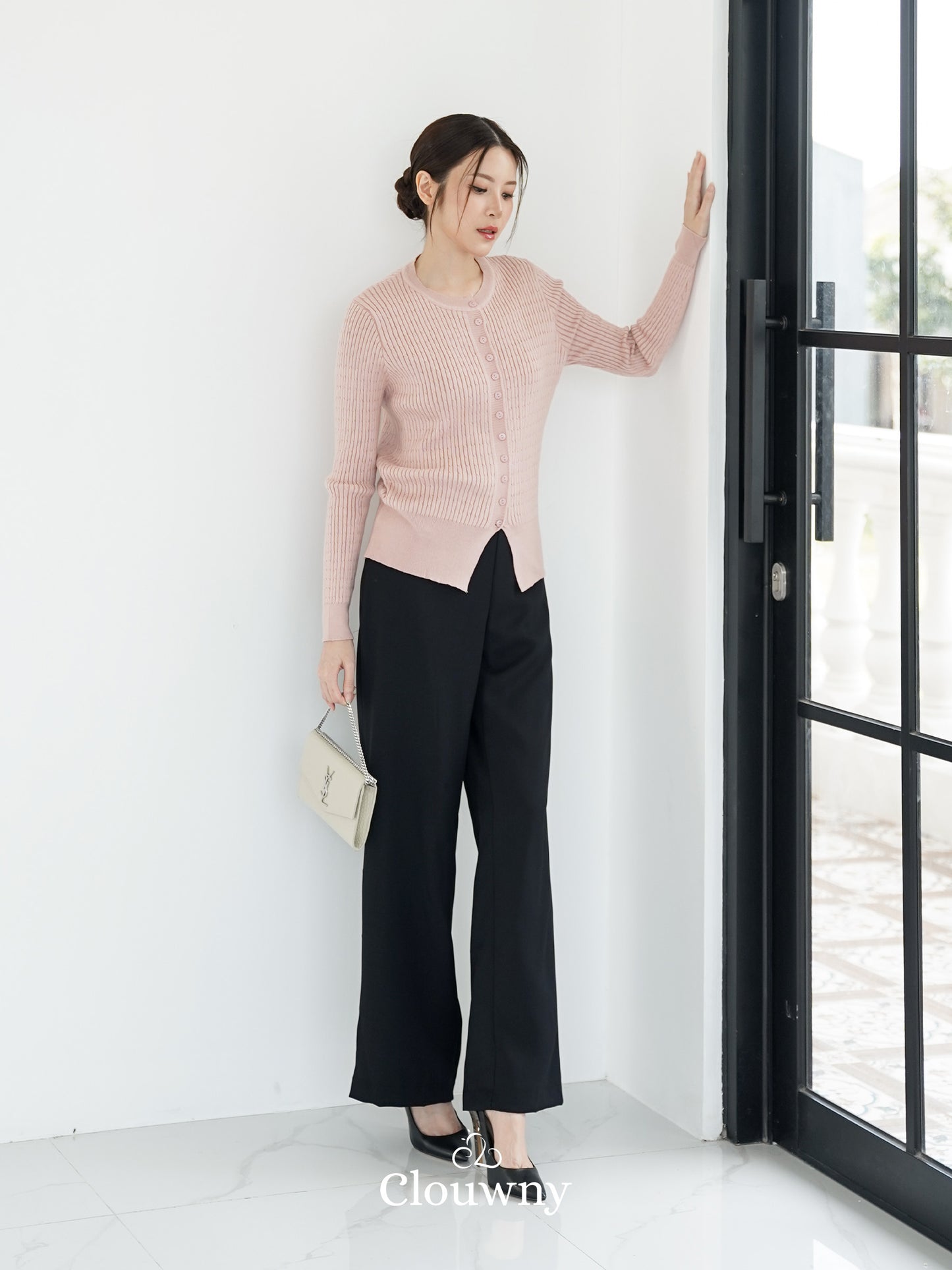Nesa Button Knit Top - Dusty Pink