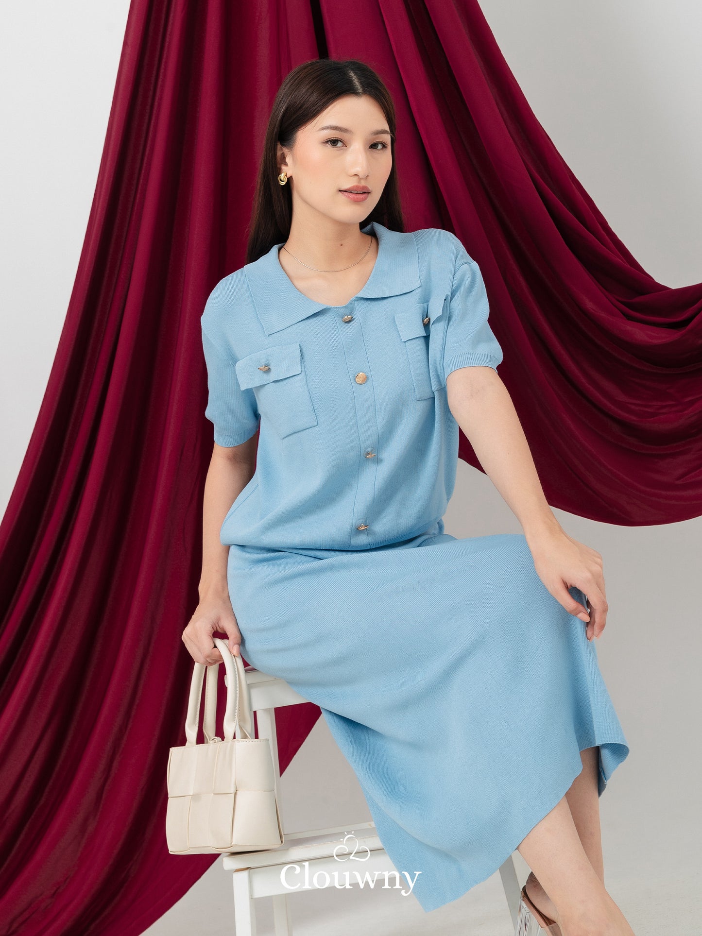 Missy Button Knit Set - Blue