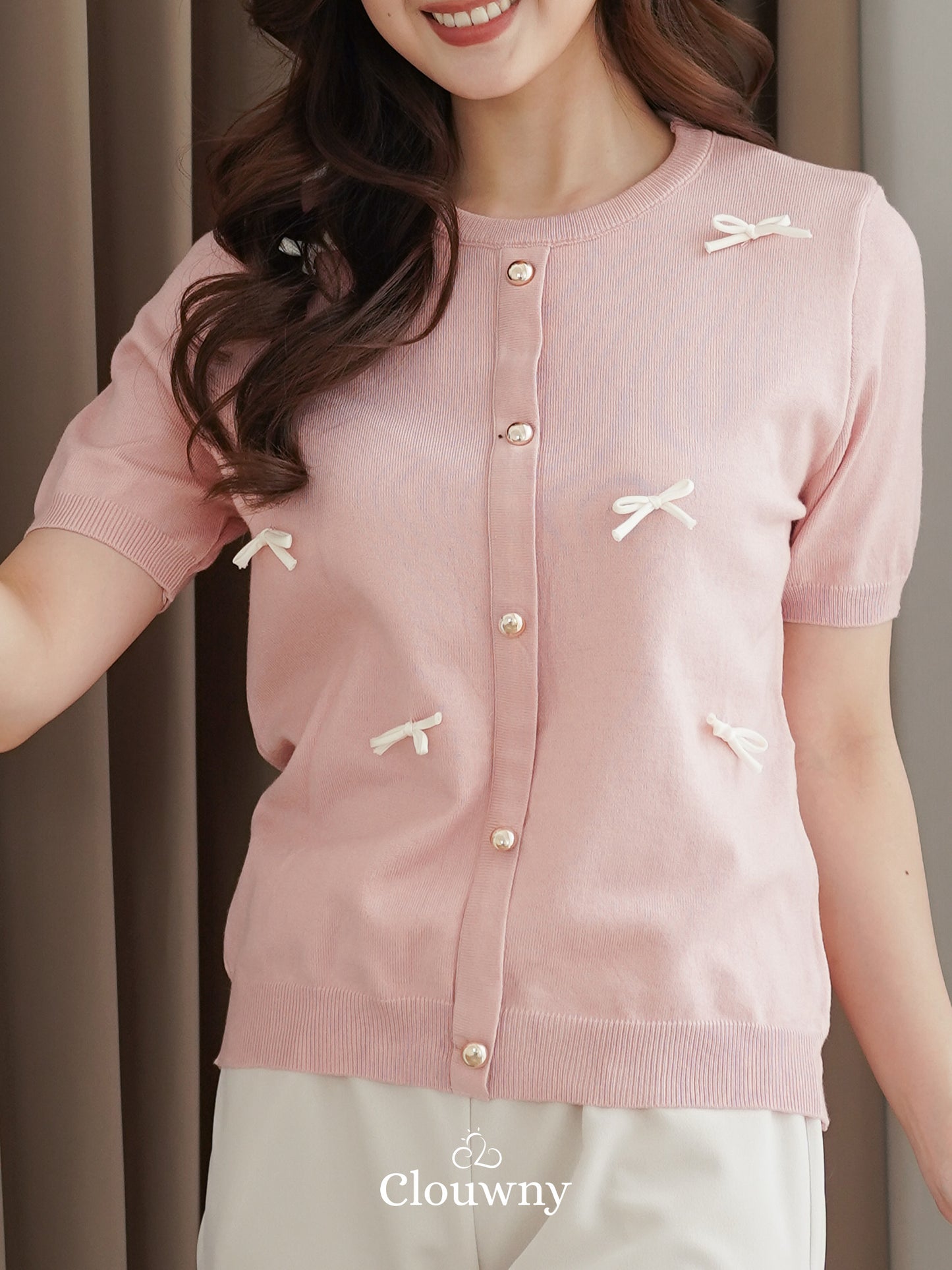Ferlina Bow Knit Top - Pink