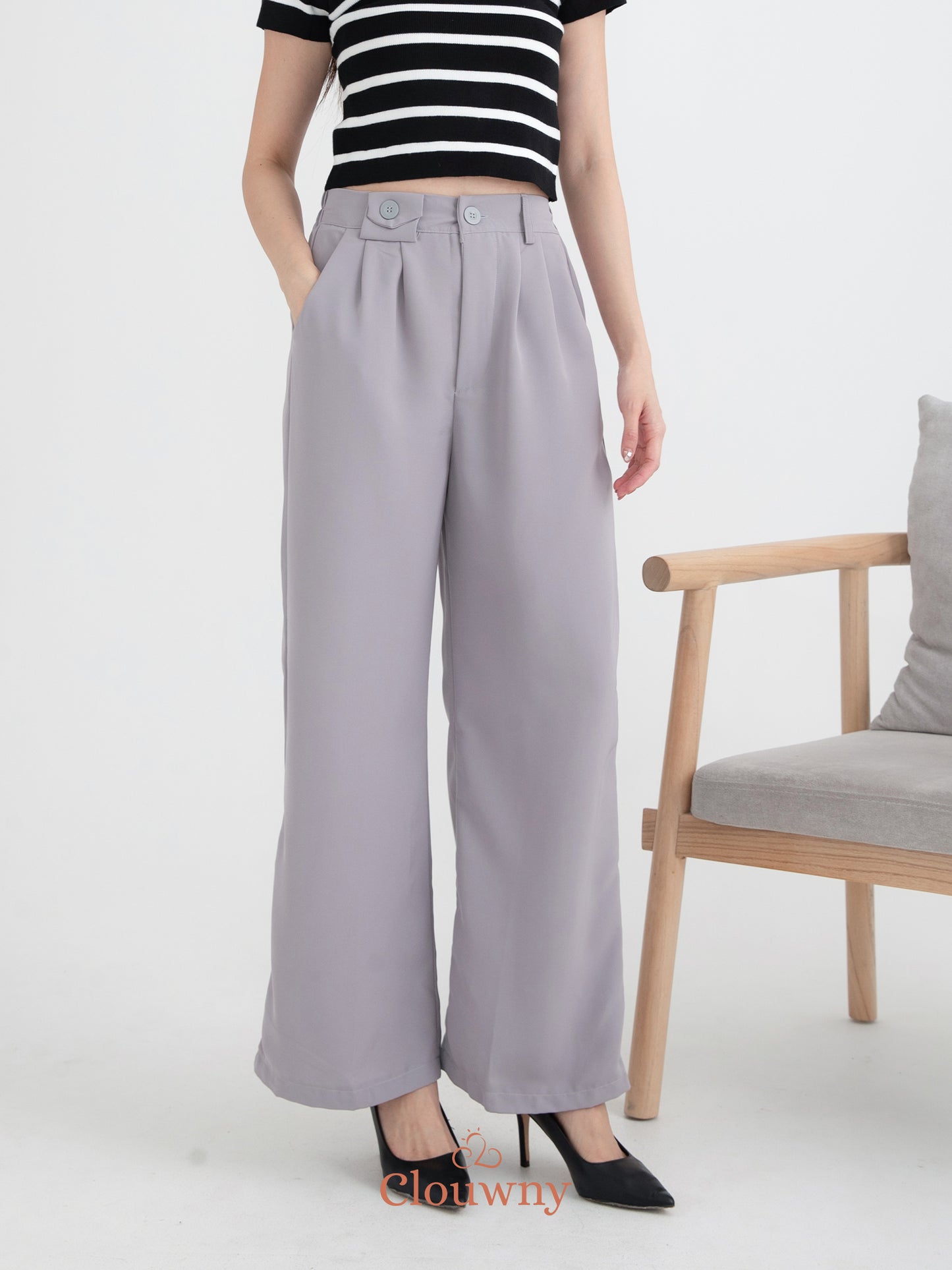 Karea Mini Pocket Pants - Light Grey