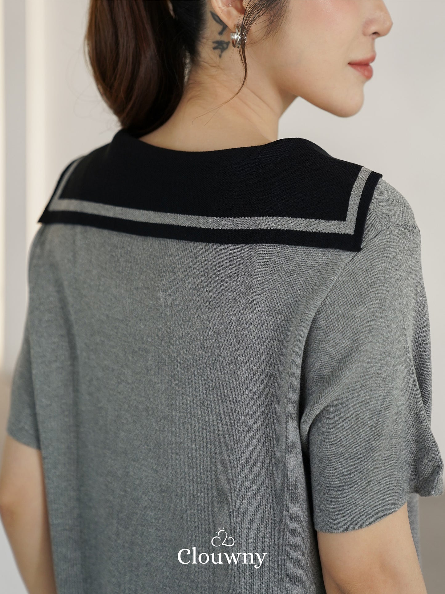 Haru Scarf Knit Dress - Grey