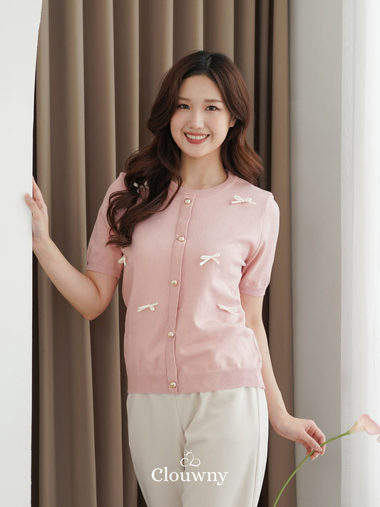 Ferlina Bow Knit Top - Pink