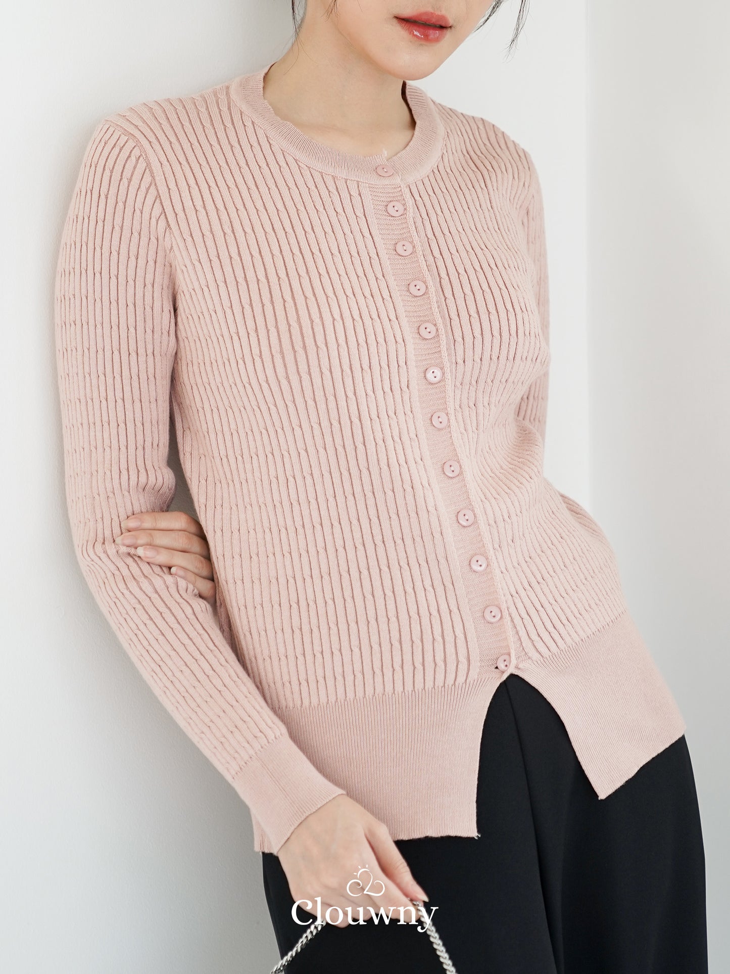 Nesa Button Knit Top - Dusty Pink