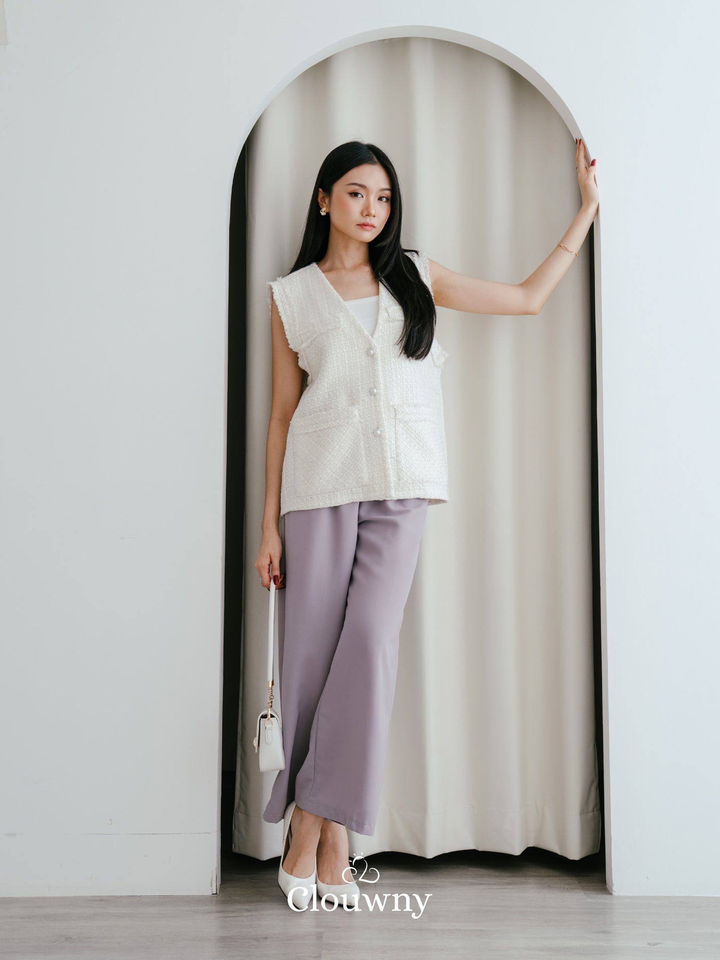 Nada Tweed Vest - White