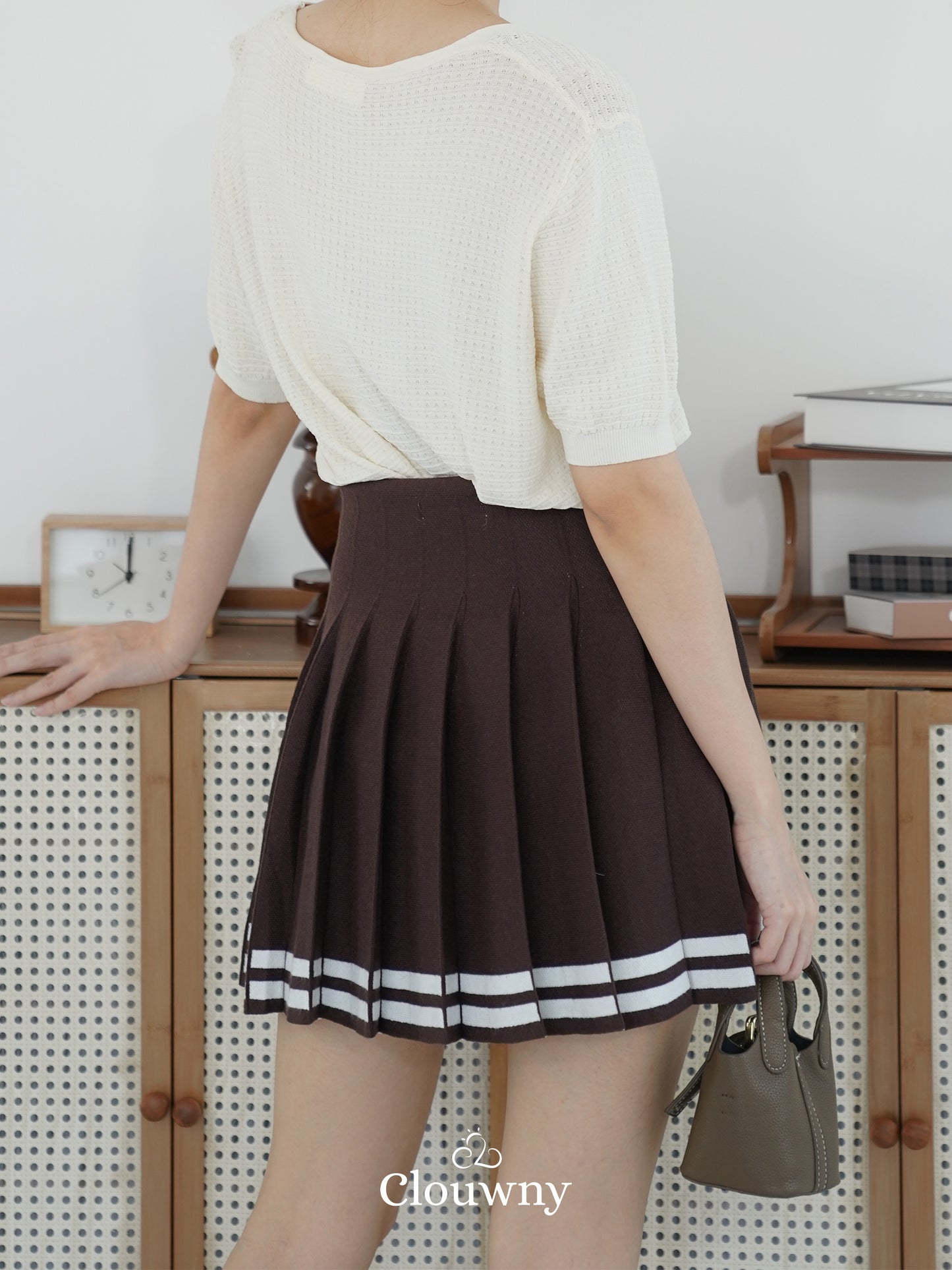 Stripes Tennis Skirt - Coffee