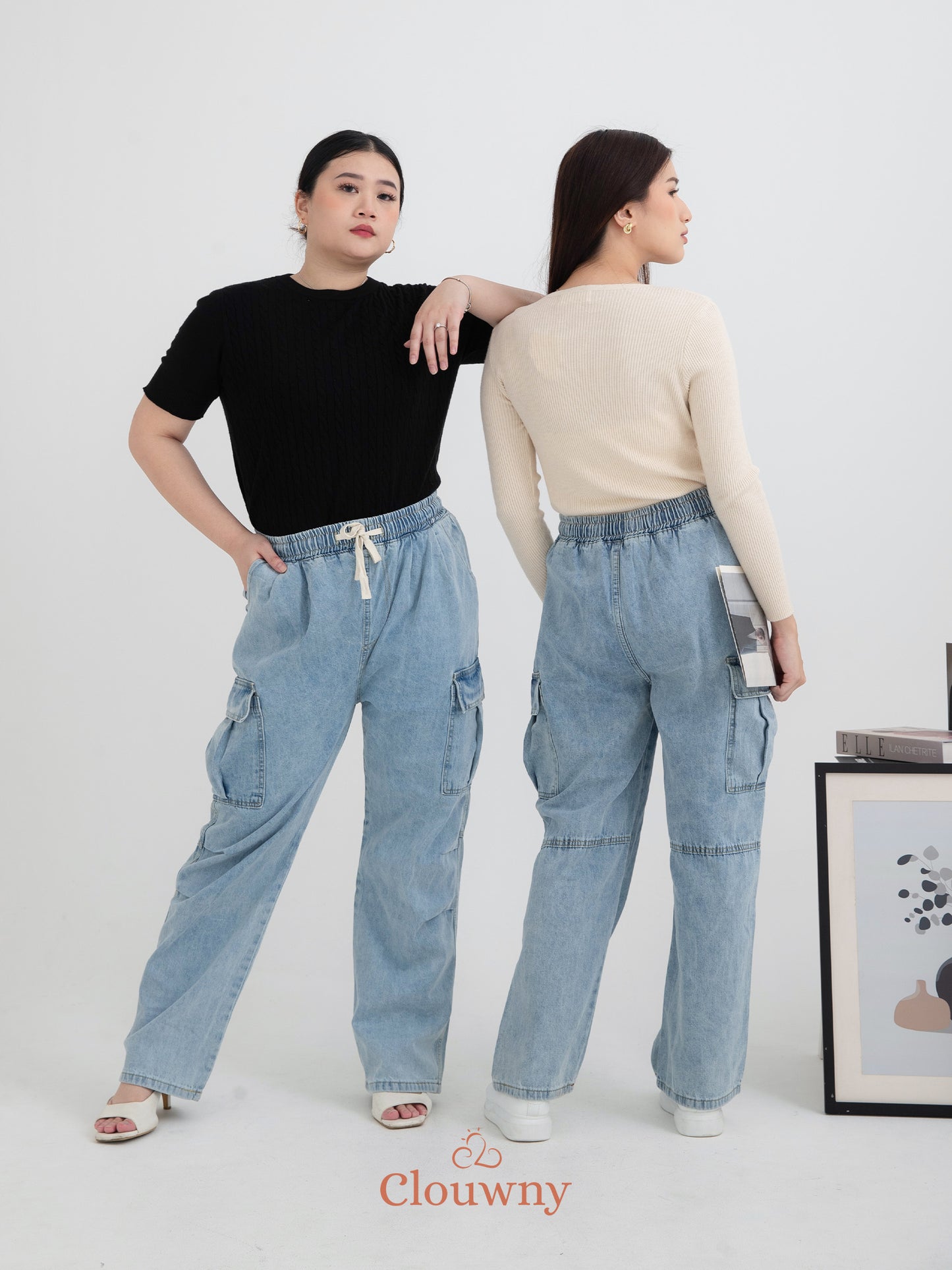 Joy Cargo Denim Pants - Light Blue