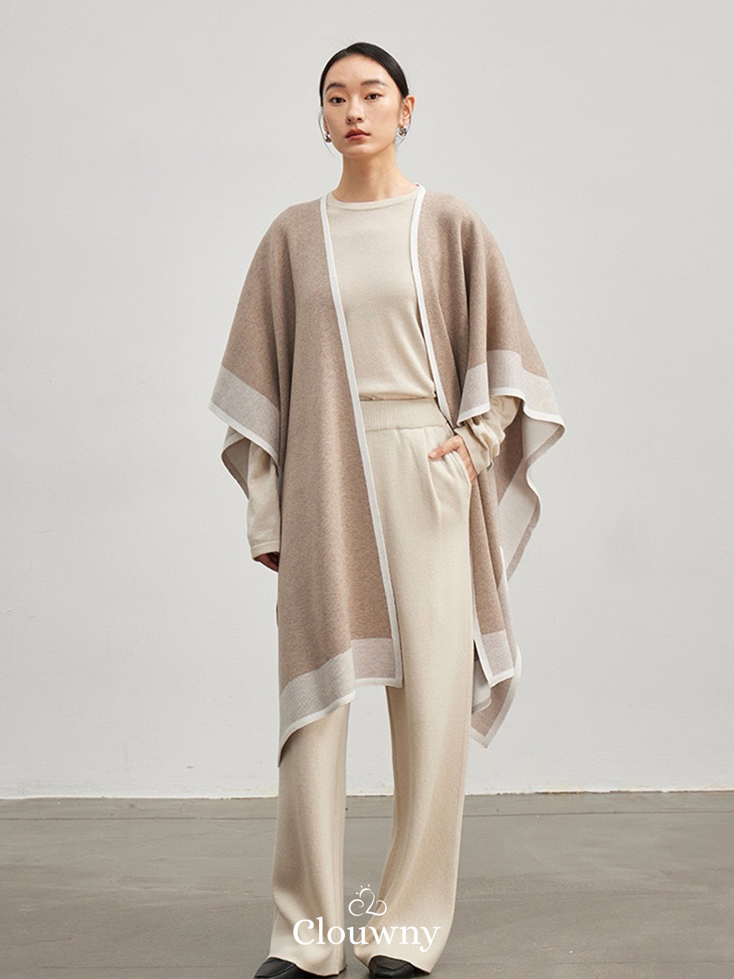 Two Tone Scarf Outer - Nude