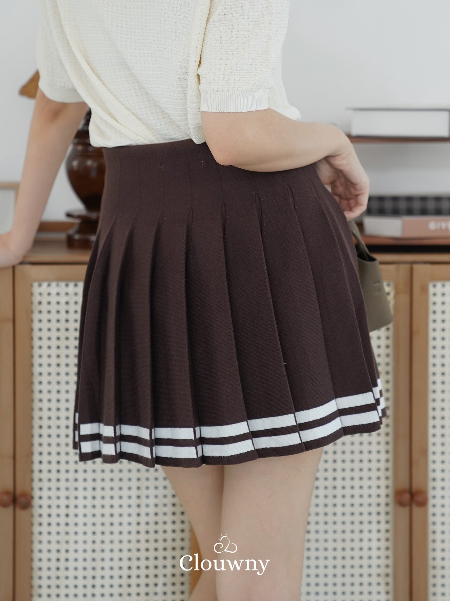 Stripes Tennis Skirt - Coffee