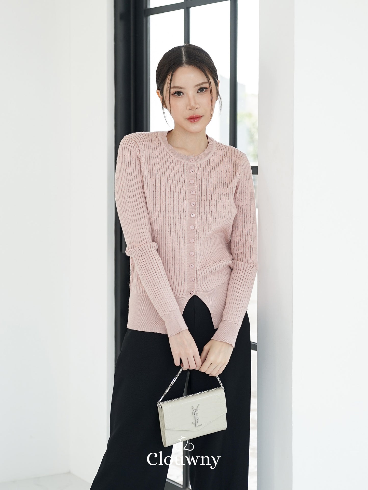 Nesa Button Knit Top - Dusty Pink