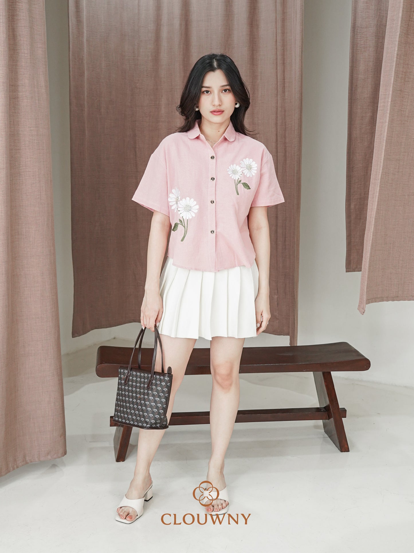 Sheryl Flower Cotton Shirt - Pink