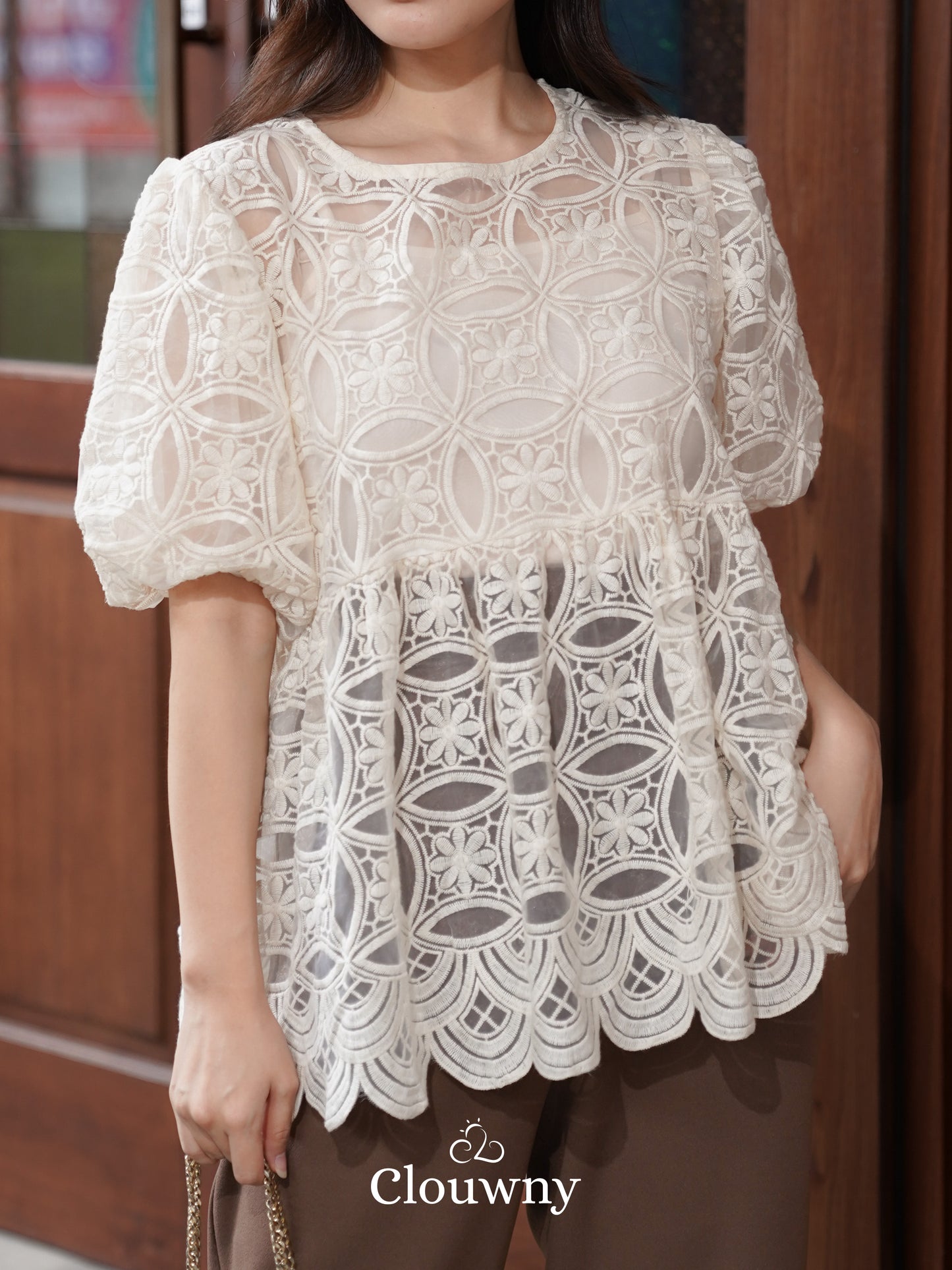 Ayaka Lace Blouse - Cream