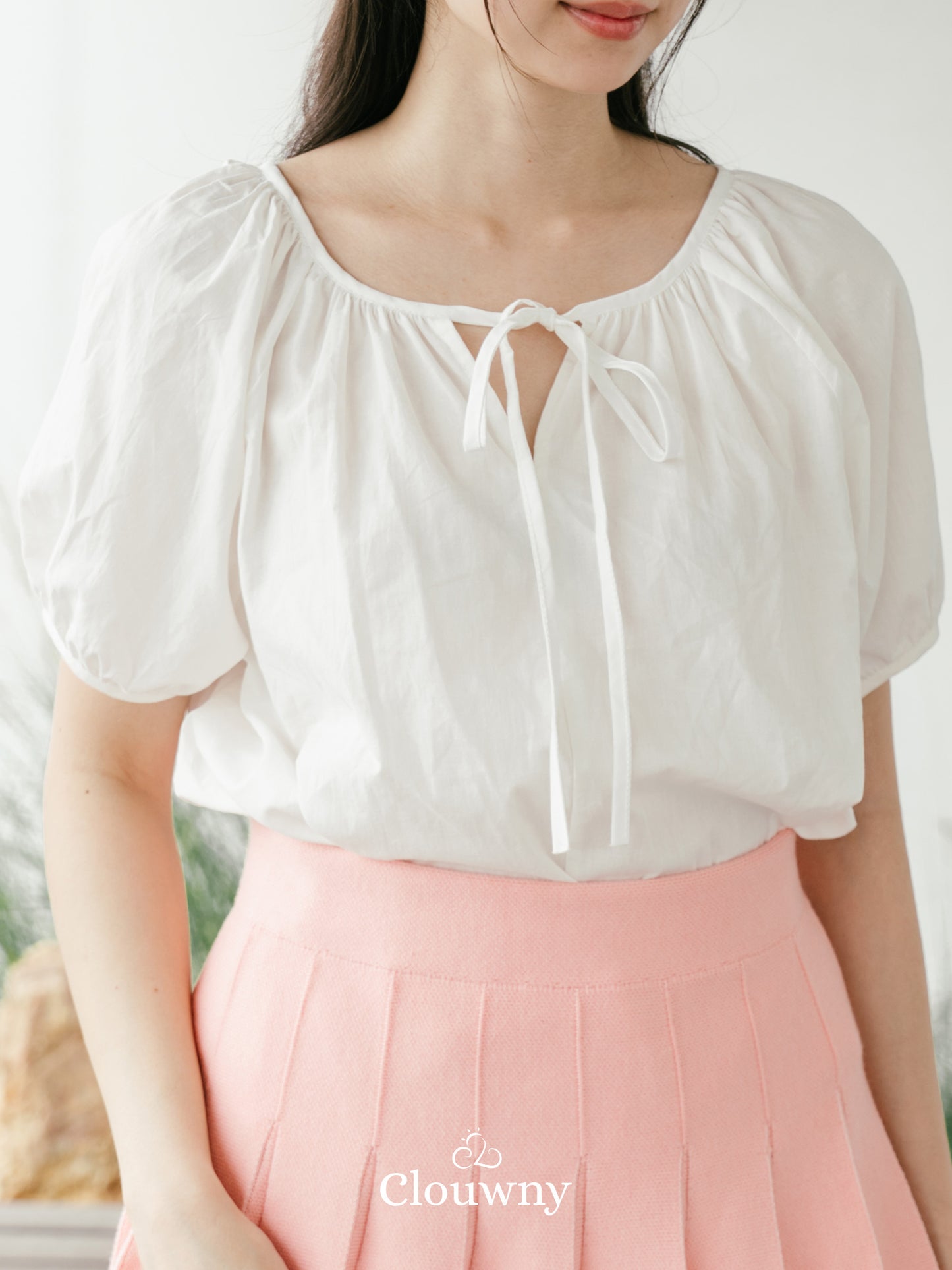 Imo Bow Cotton Blouse - White