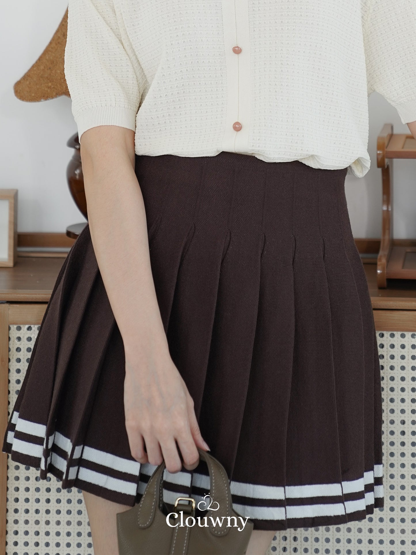 Stripes Tennis Skirt - Coffee