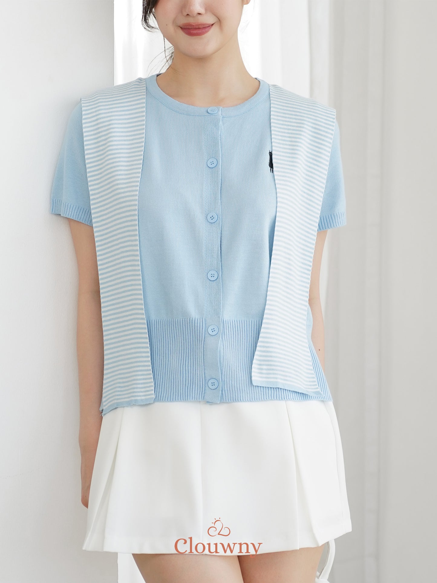 Yama Scarf Knit Top - Blue