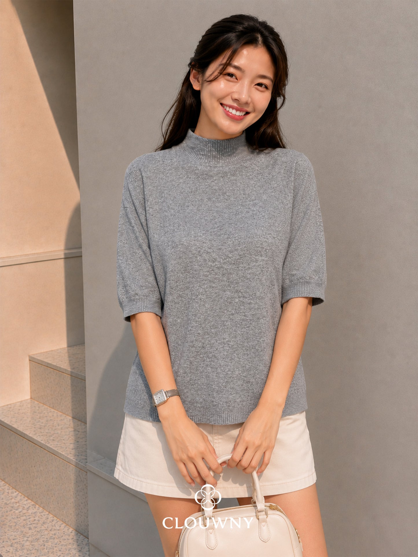 West Round Knit Top - Misty Grey