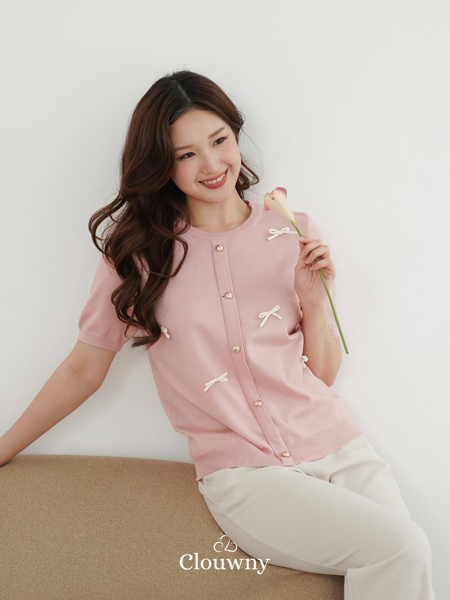 Ferlina Bow Knit Top - Pink