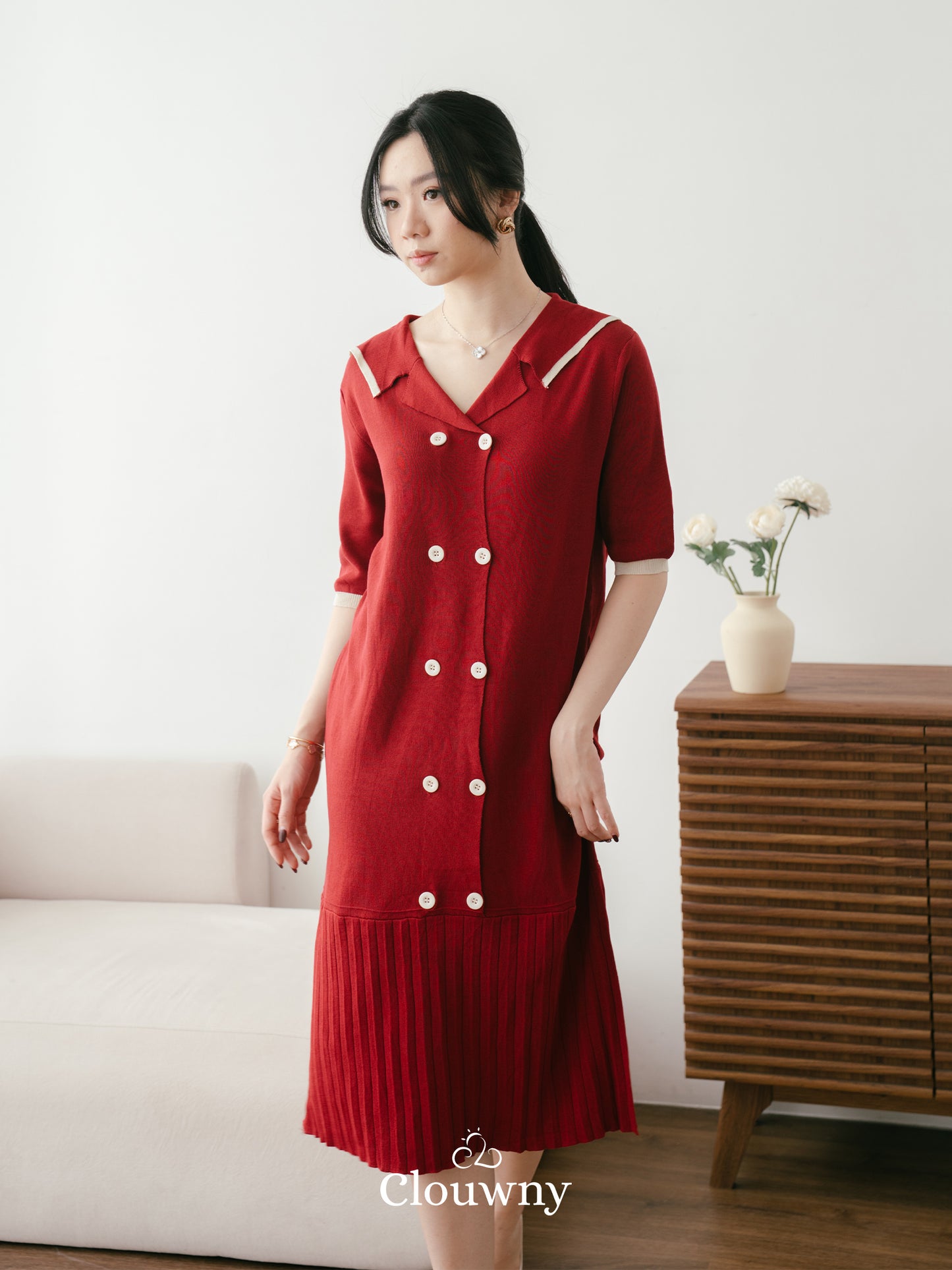 Bellen Knit Dress - Maroon