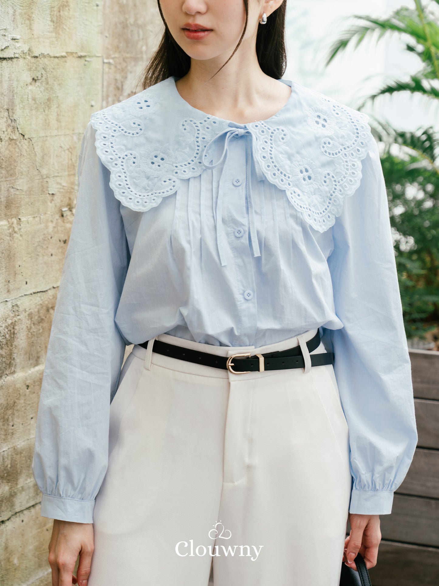 Patsy Lace Button Blouse - Blue