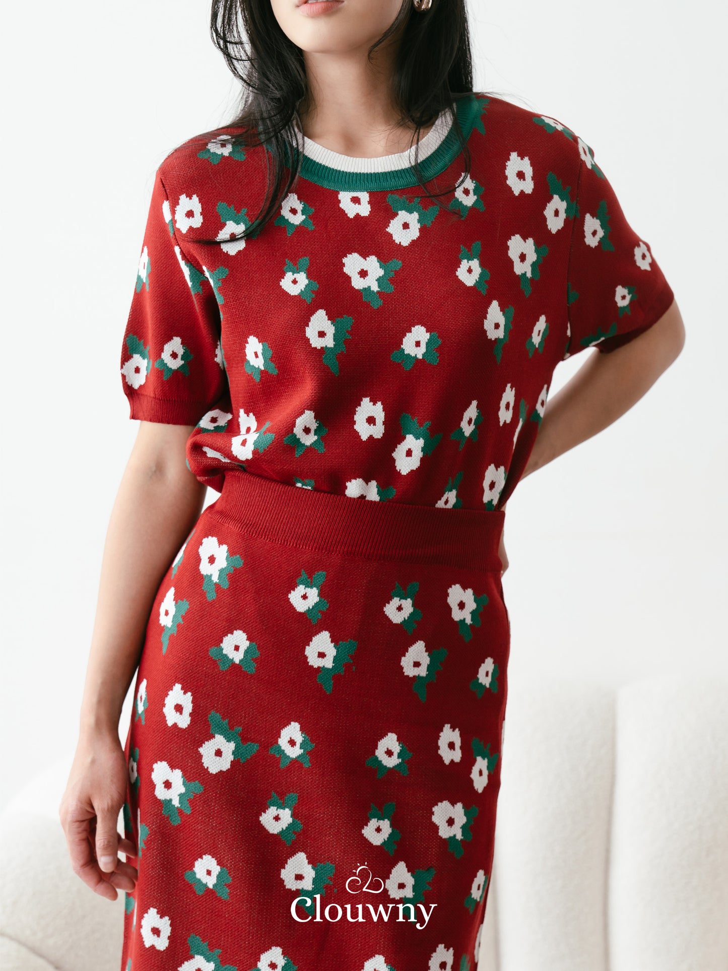 Sakura Knit Set - Maroon