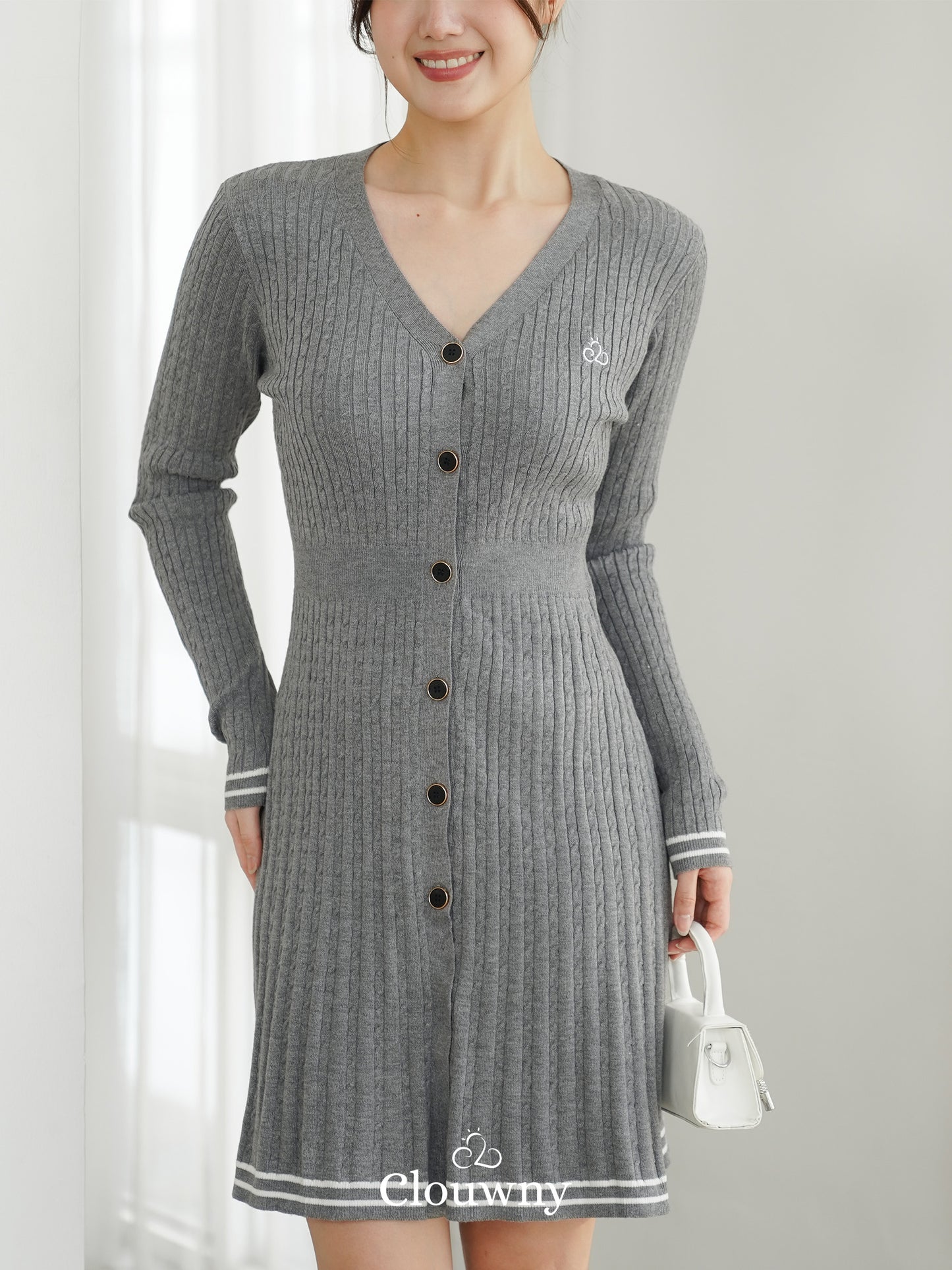 Scarlet Longsleeve Knit Dress - Grey