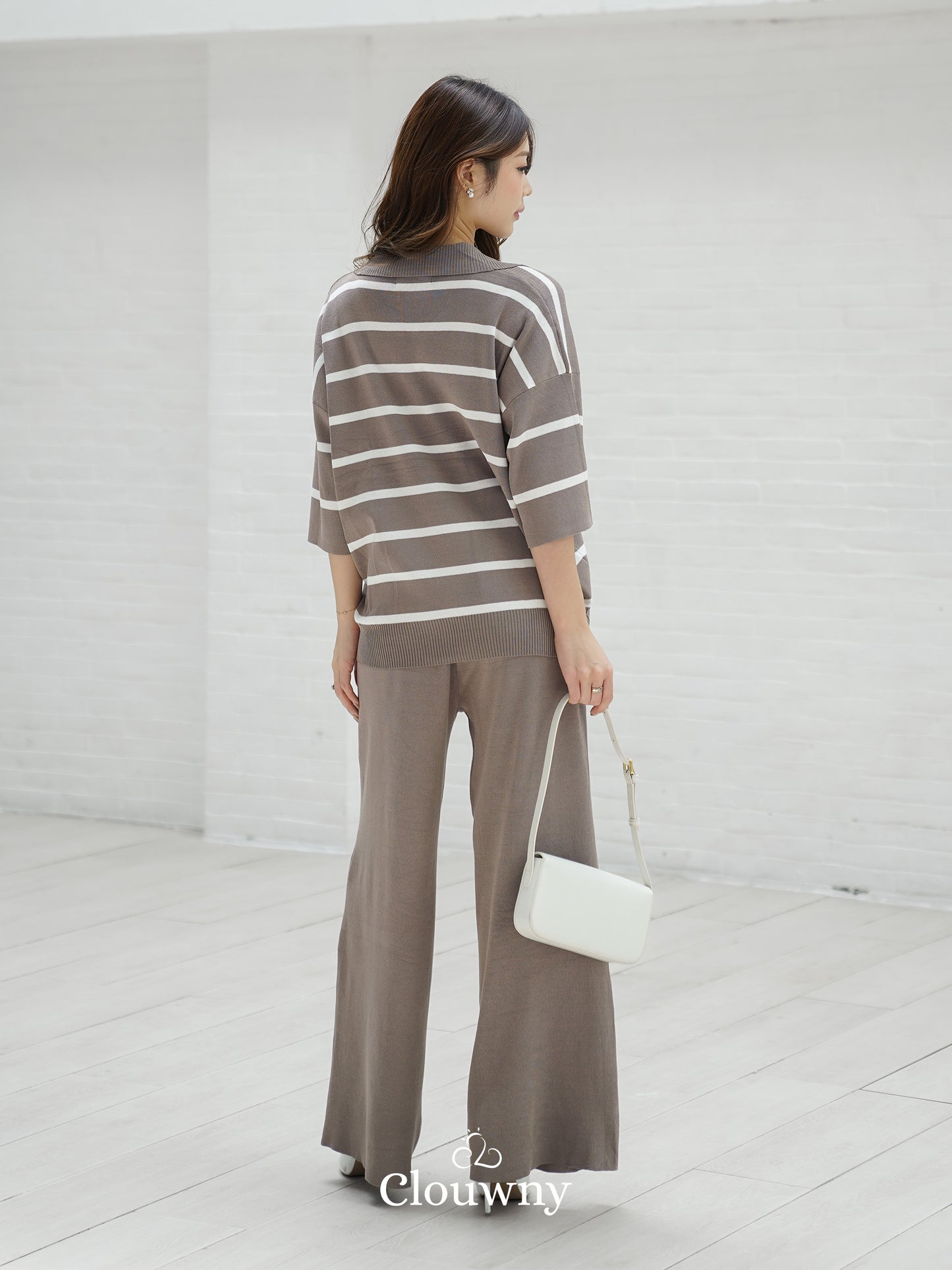Set Garis-Garis Natasya - Krem