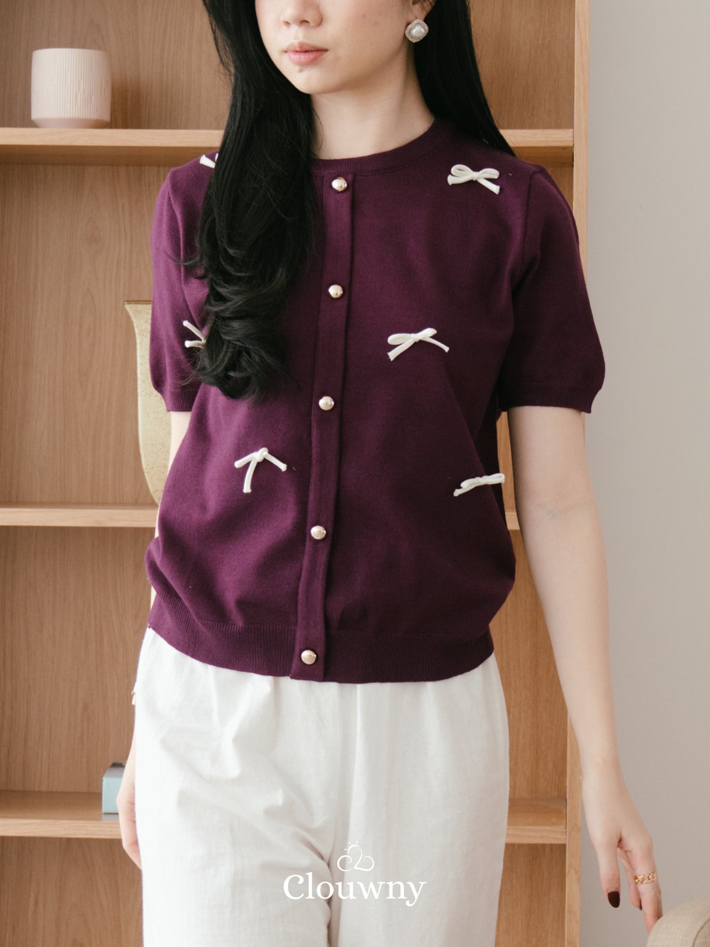 Ferlina Bow Knit Top - Magenta