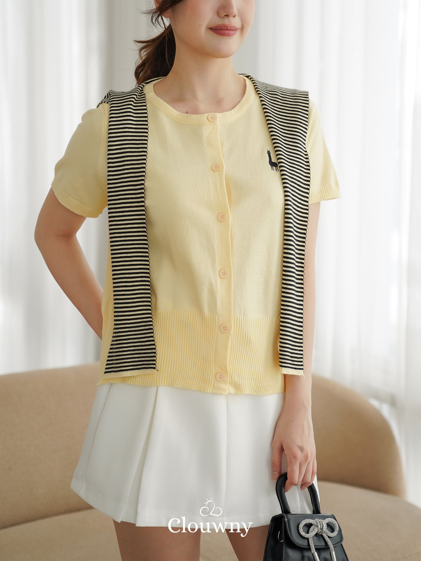Yama Scarf Knit Top - Yellow
